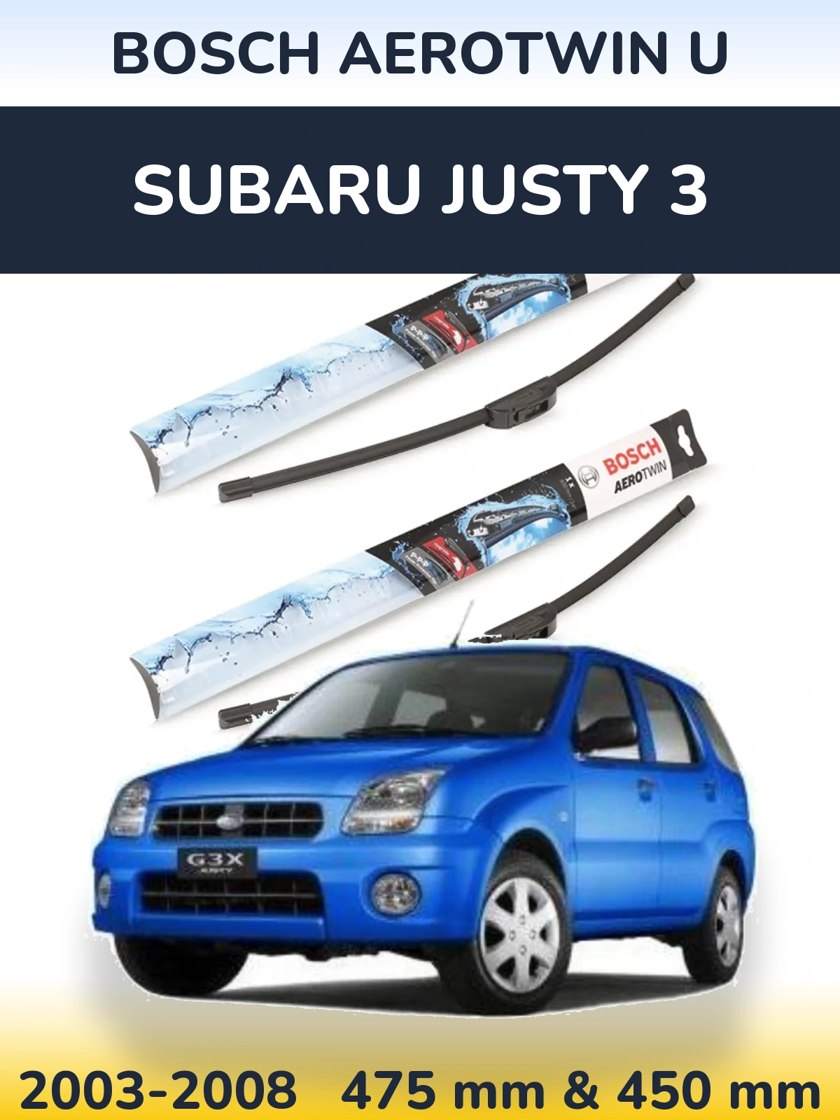 Torkarblad BOSCH AeroTwin U för Subaru Justy 3