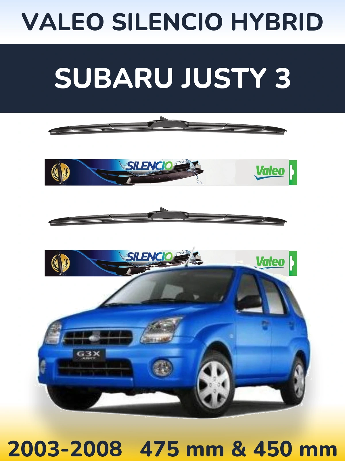 Torkarblad Valeo Silencio Hybrid för Subaru Justy 3
