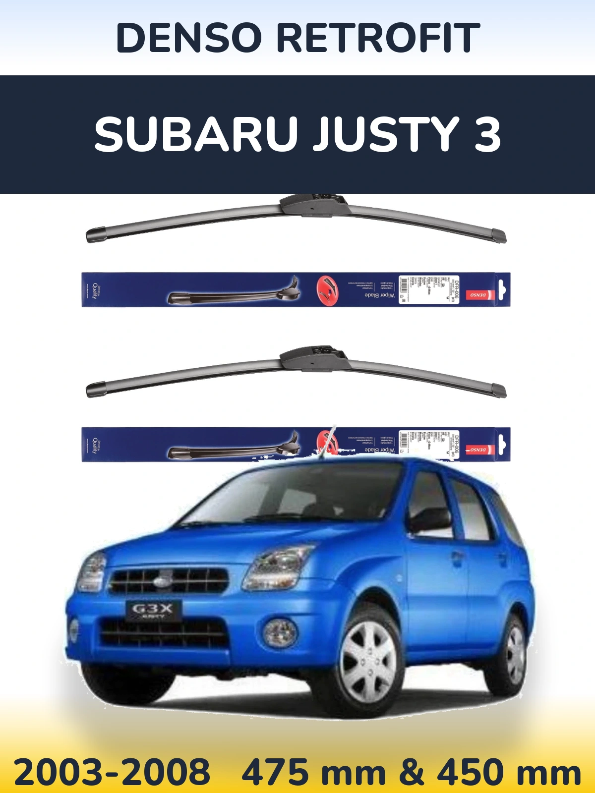 Torkarblad Denso Retrofit för Subaru Justy 3