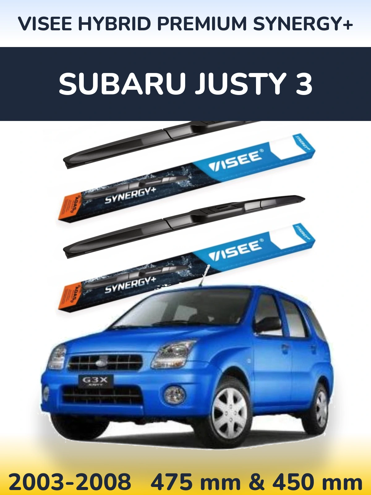 Torkarblad VISEE HYBRID PREMIUM SYNERGY+ för Subaru Justy 3