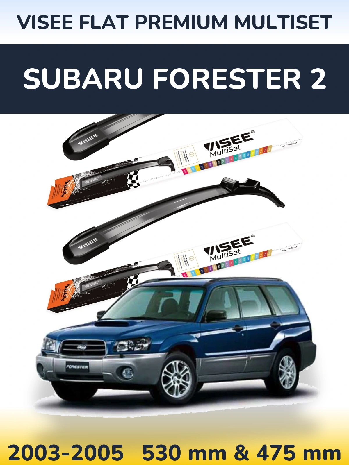 Torkarblad VISEE FLAT PREMIUM MultiSet för Subaru Forester 2
