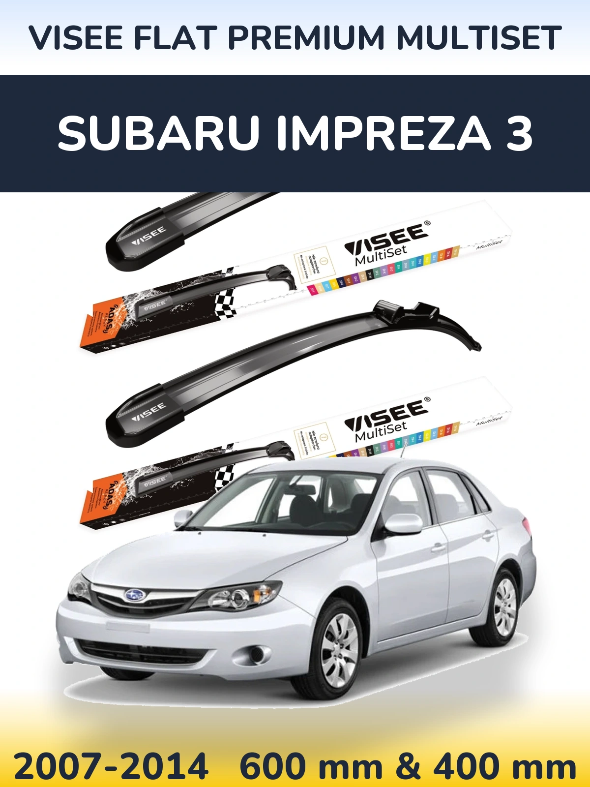 Torkarblad VISEE FLAT PREMIUM MultiSet för Subaru Impreza 3