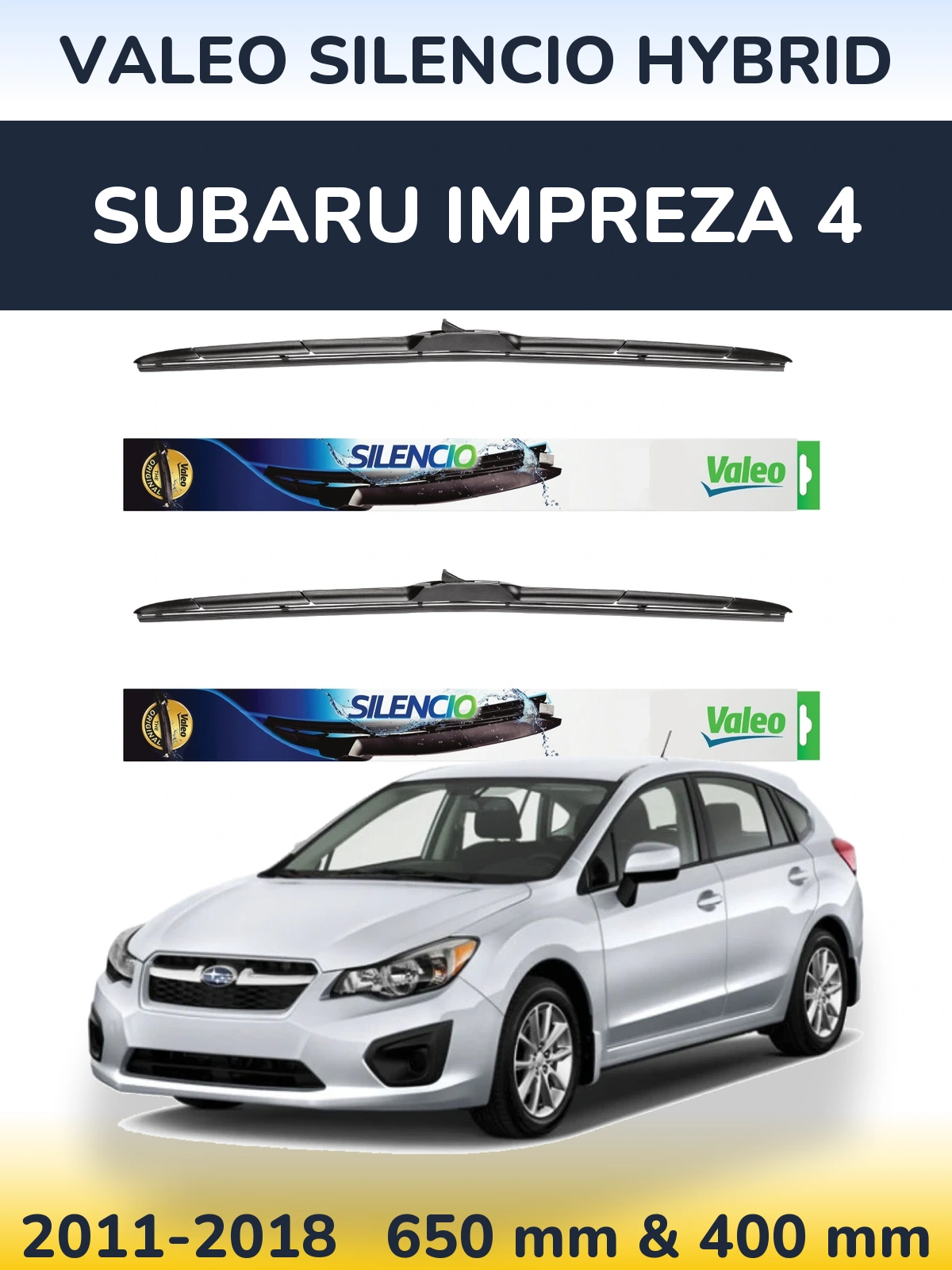 Комплект передніх щіток Valeo Silencio Hybrid 650 & 400 мм для Subaru Impreza 4 2011-2018