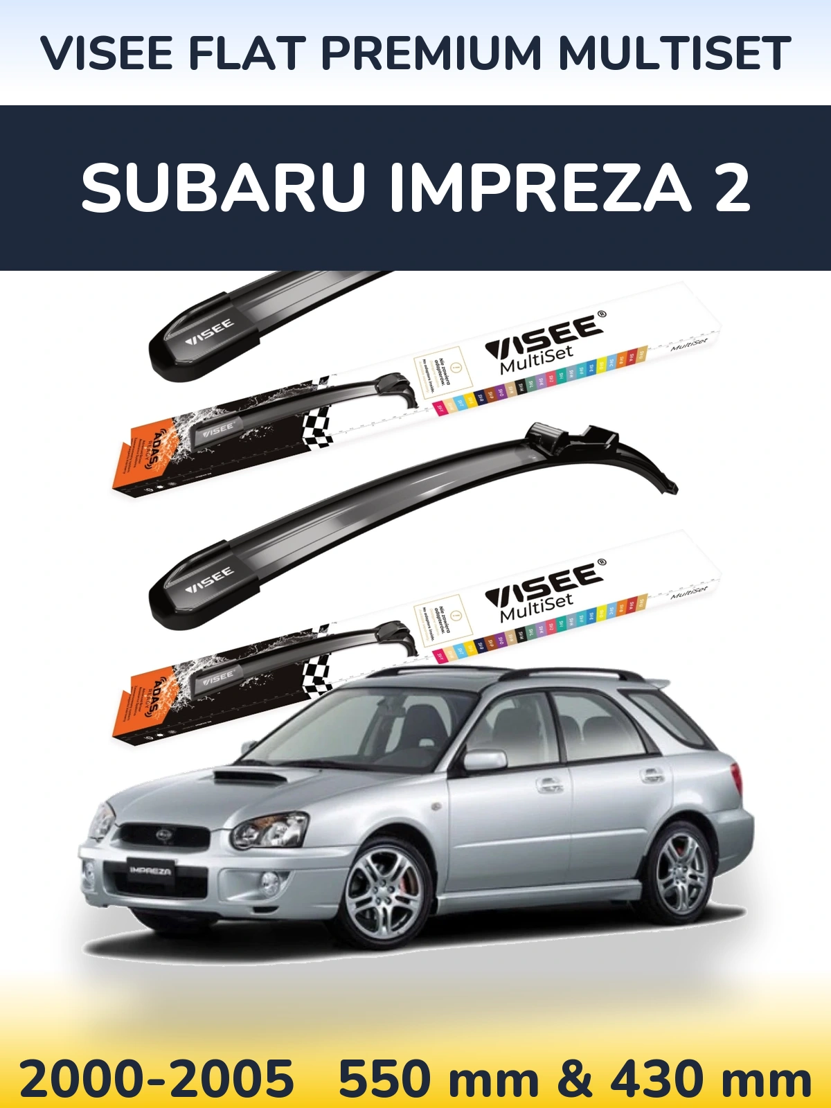 Torkarblad VISEE FLAT PREMIUM MultiSet för Subaru Impreza 2
