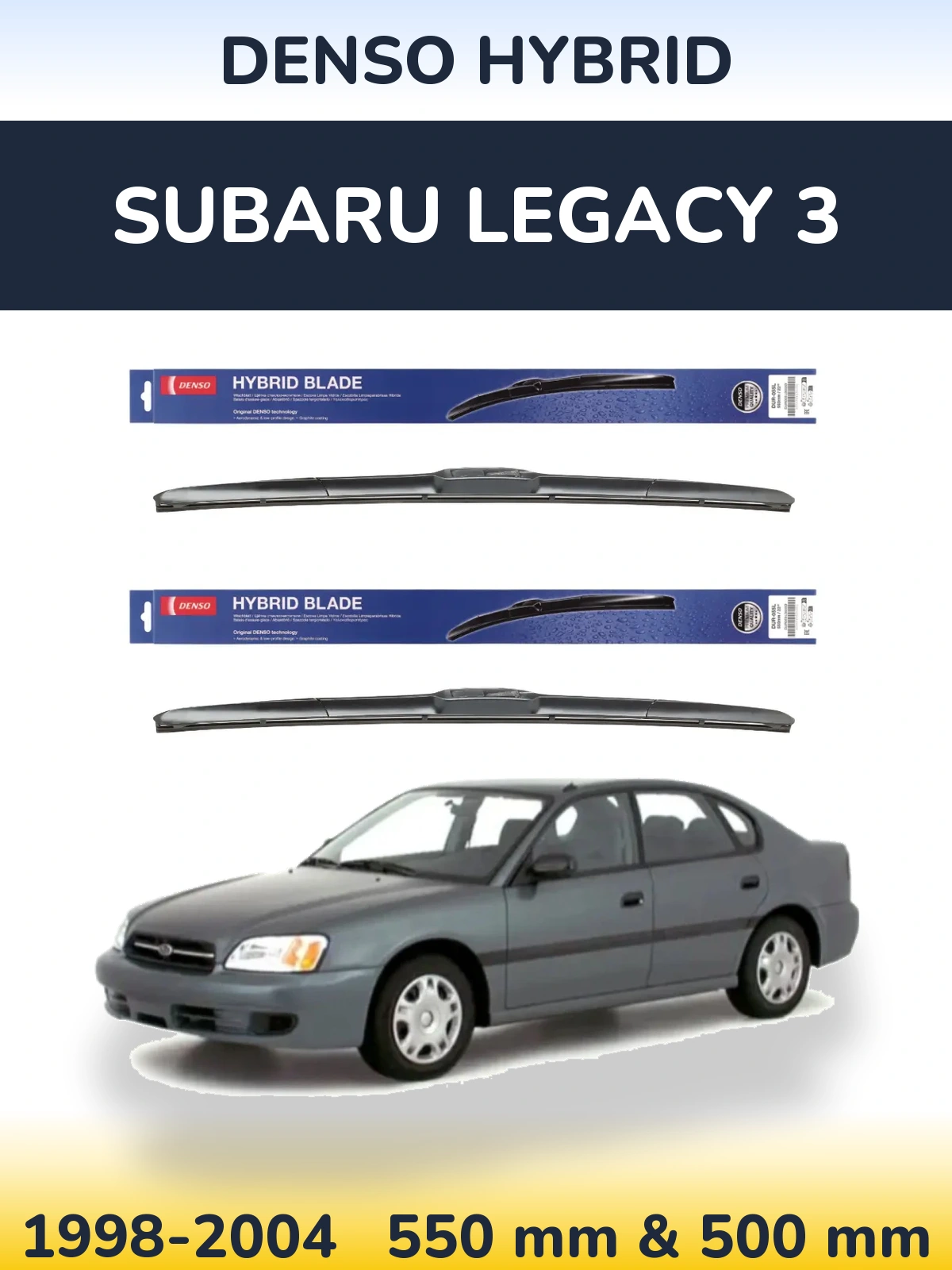 Комплект передних дворников Denso Hybrid 550 & 500 мм для Subaru Legacy 3 1998-2004