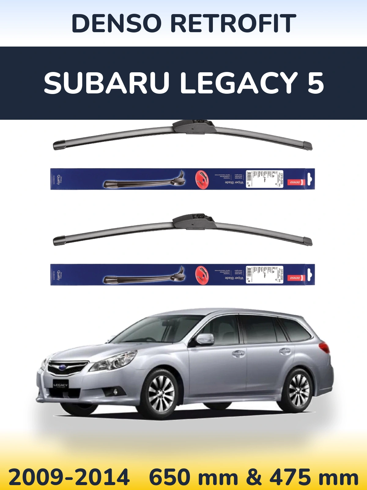 Комплект передних дворников Denso Retrofit 650 & 475 мм для Subaru Legacy 5 2009-2014