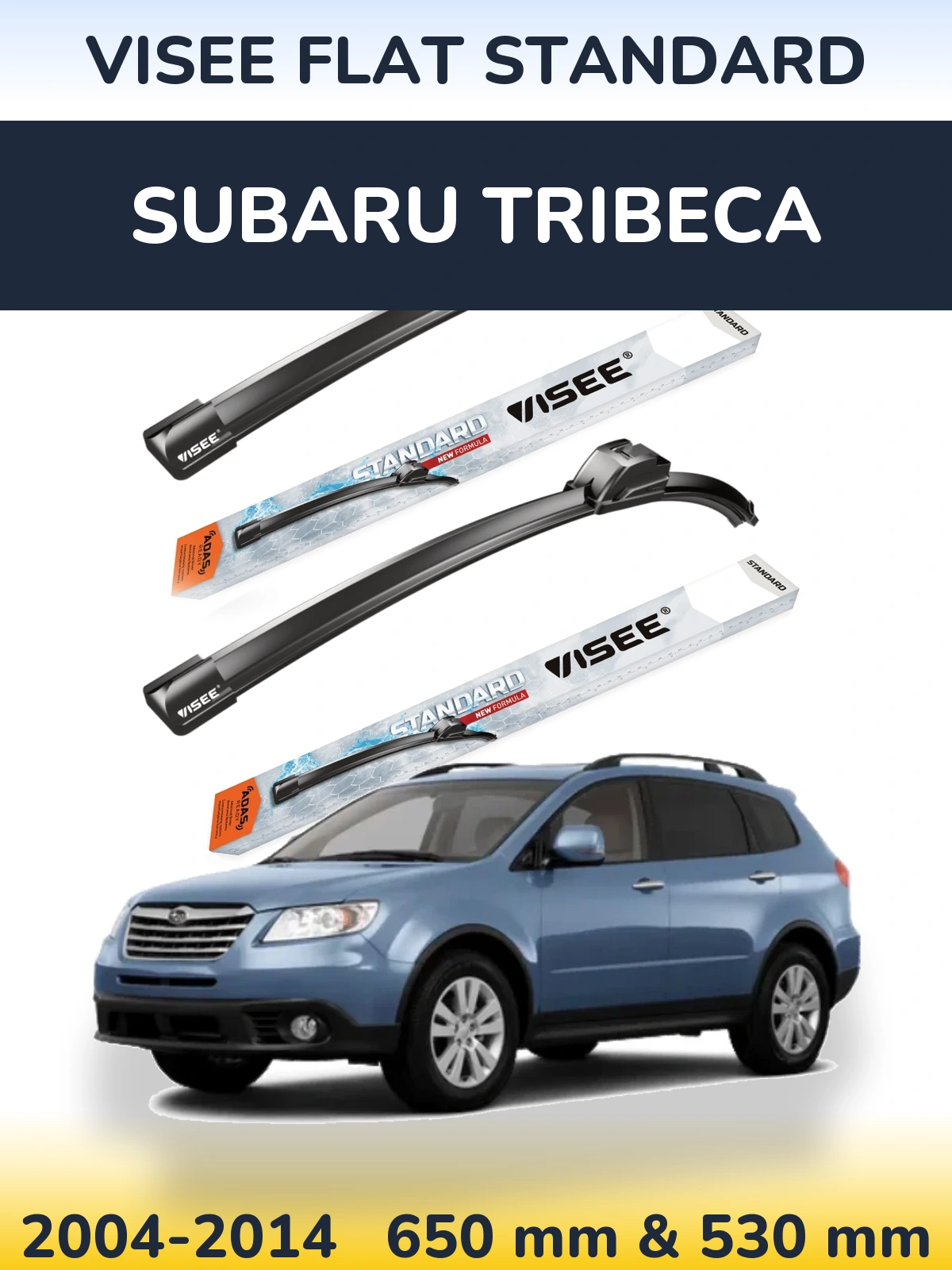 Комплект передніх щіток VISEE FLAT STANDARD 650 & 530 мм для Subaru Tribeca 2004-2014
