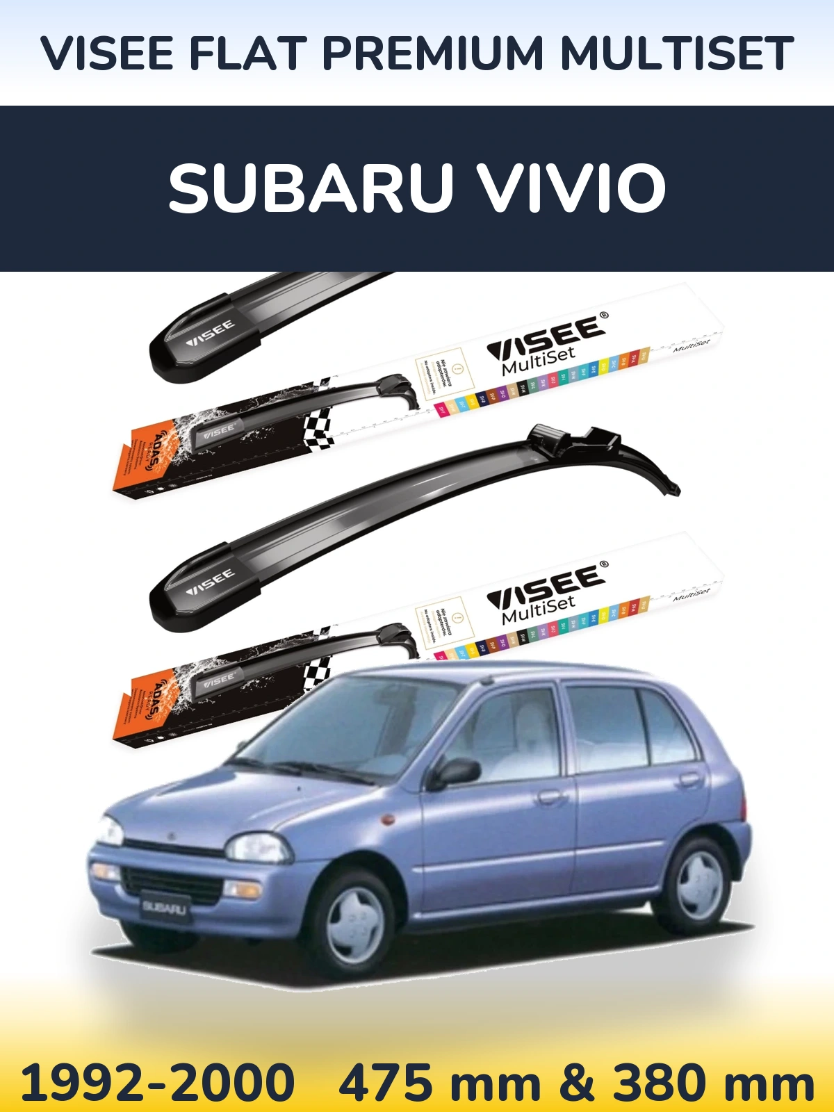 Torkarblad VISEE FLAT PREMIUM MultiSet för Subaru Vivio