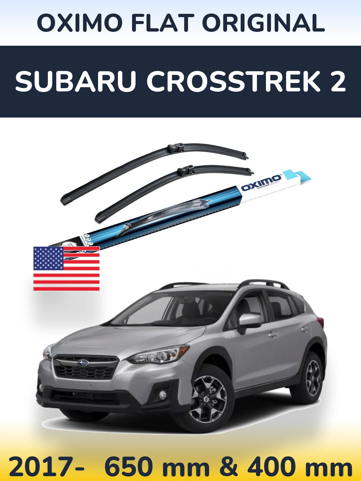Комплект передних дворников Oximo Flat Original 650 & 400 мм для Subaru Crosstrek 2 2017-2026