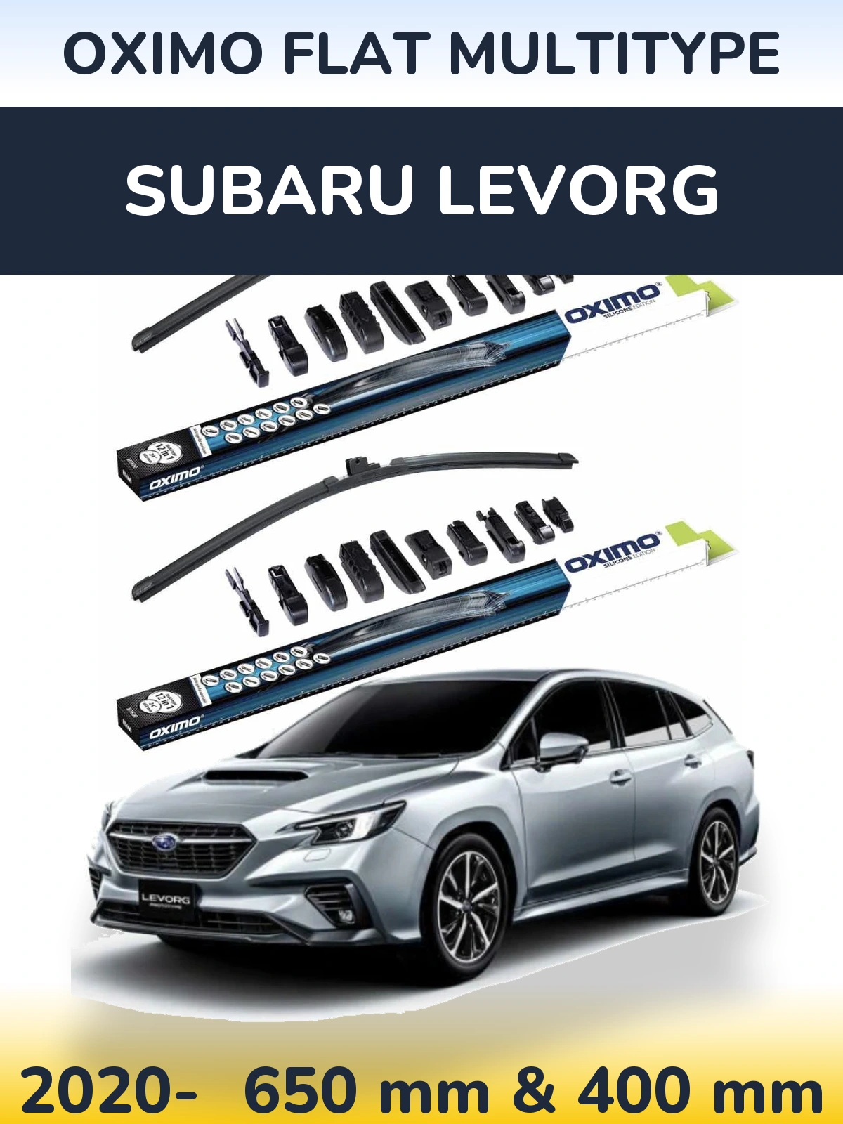 Комплект передніх щіток Oximo Flat MultiТипe 650 & 400 мм для Subaru Levorg 2020-2026