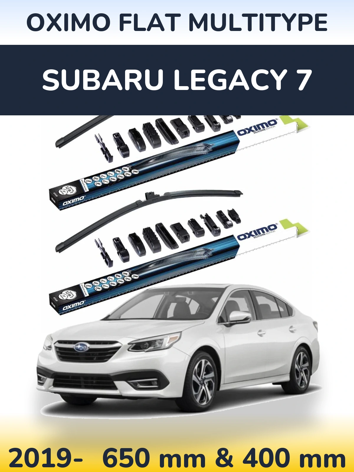 Комплект передних дворников Oximo Flat MultiТипe 650 & 400 мм для Subaru Legacy 7 2019-2026