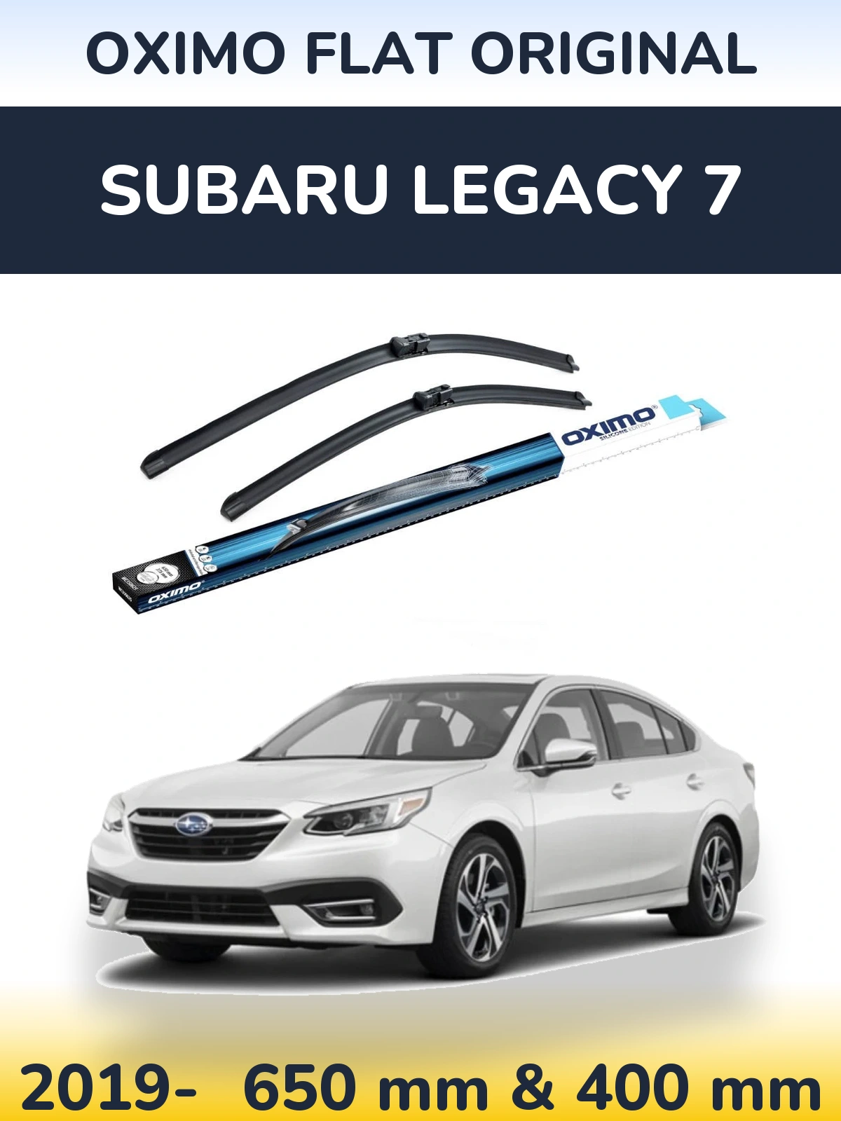 Комплект передних дворников Oximo Flat Original 650 & 400 мм для Subaru Legacy 7 2019-2026