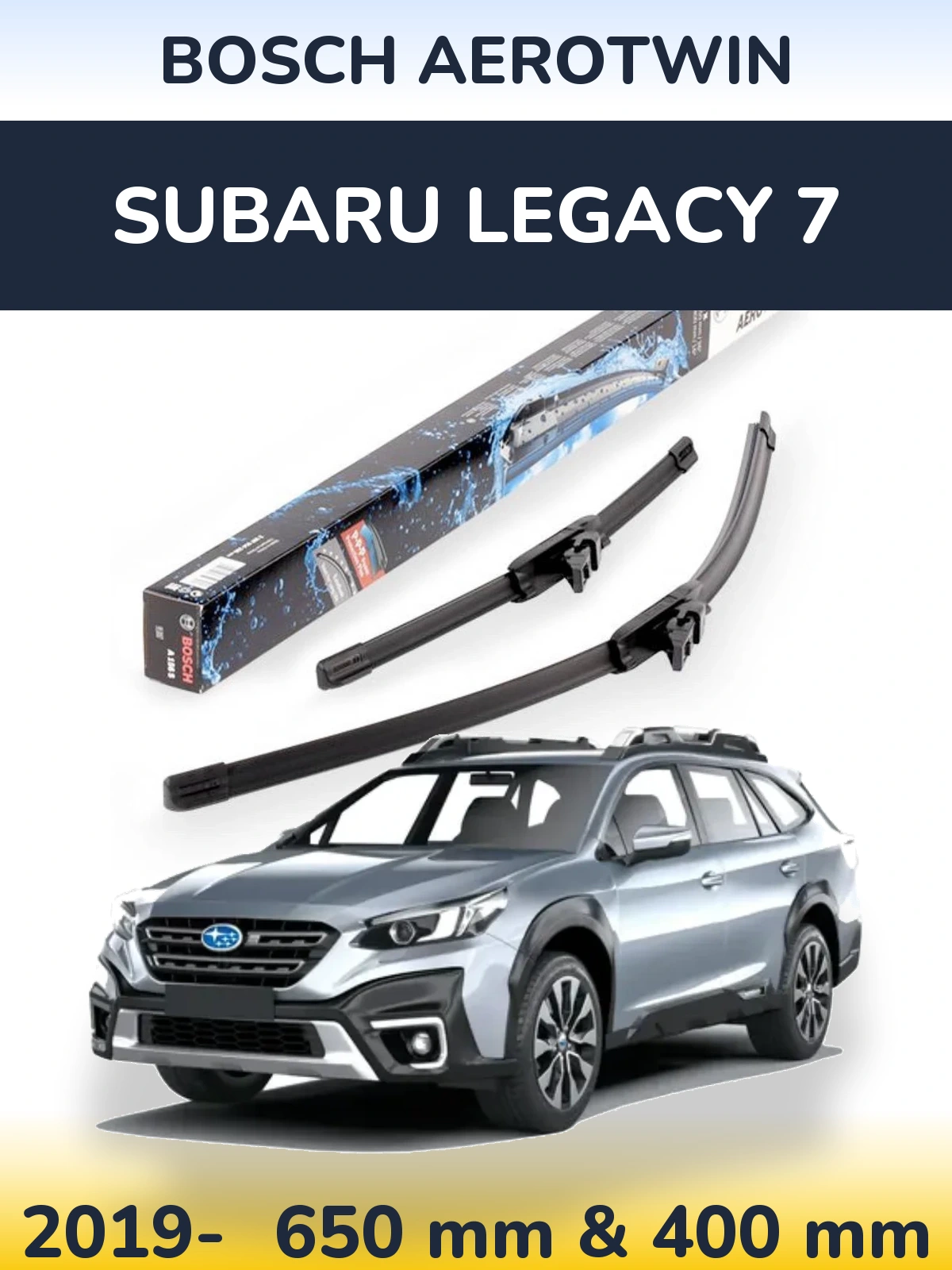 Комплект передних дворников BOSCH AeroTwin 650 & 400 мм для Subaru Legacy 7 2019-2026