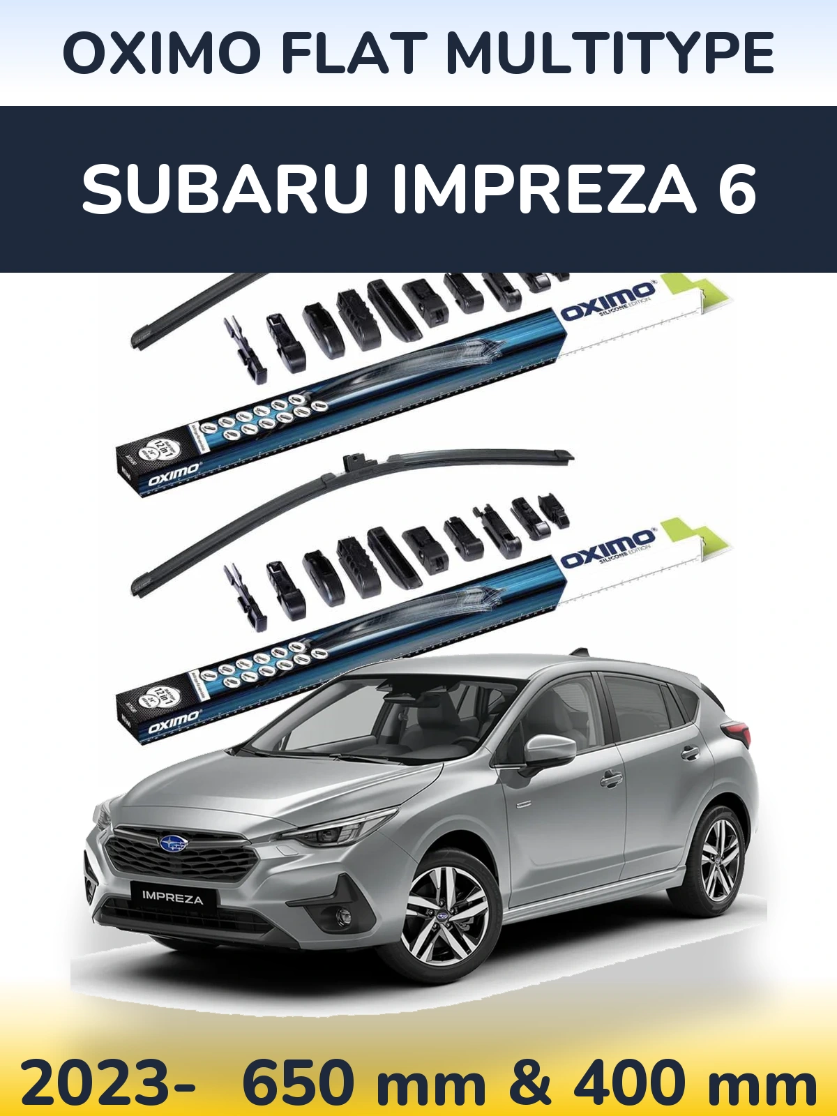 Комплект передніх щіток Oximo Flat MultiТипe 650 & 400 мм для Subaru Impreza 6 2023-2026