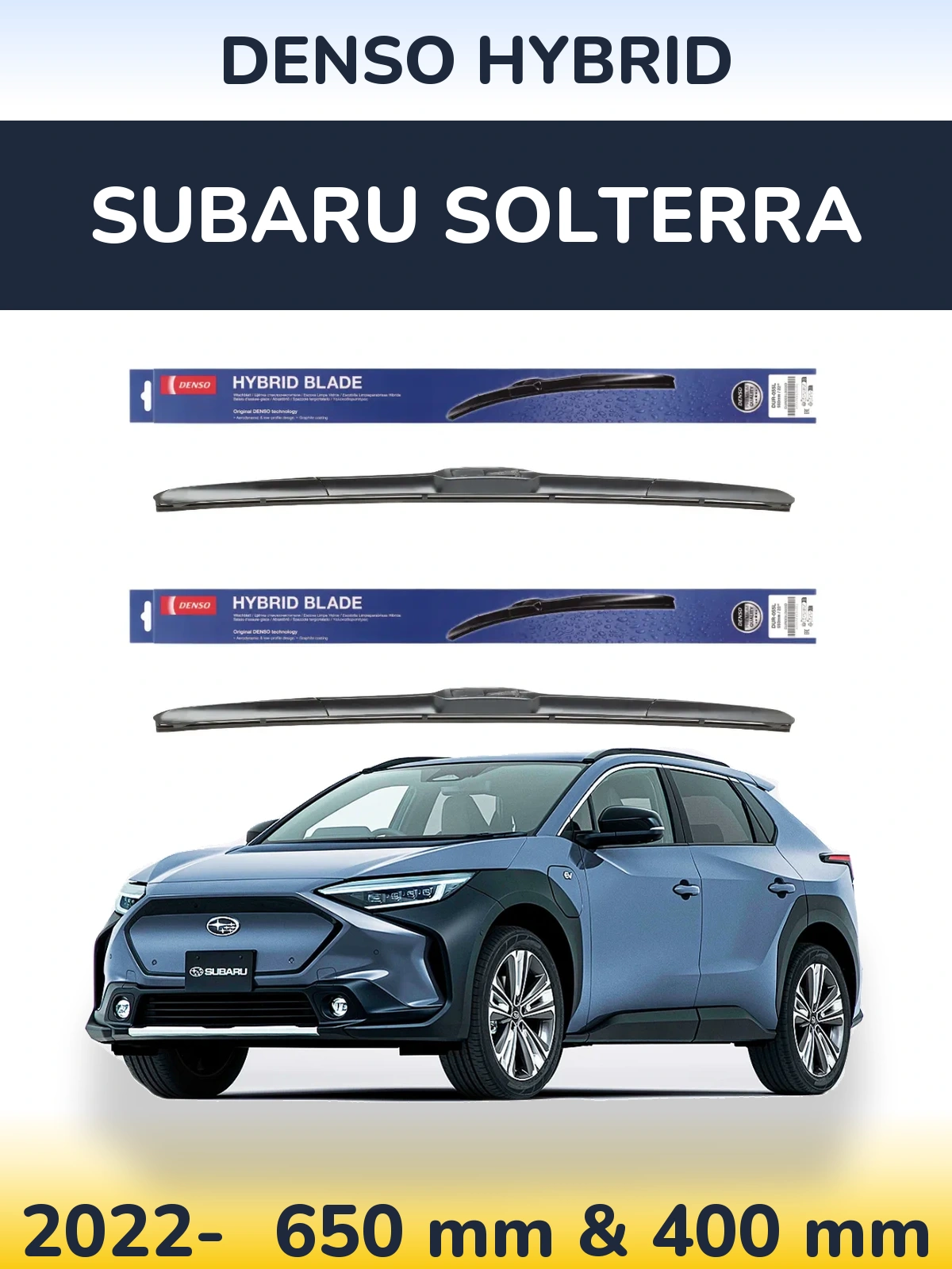 Комплект передних дворников Denso Hybrid 650 & 400 мм для Subaru Solterra 2022-2026