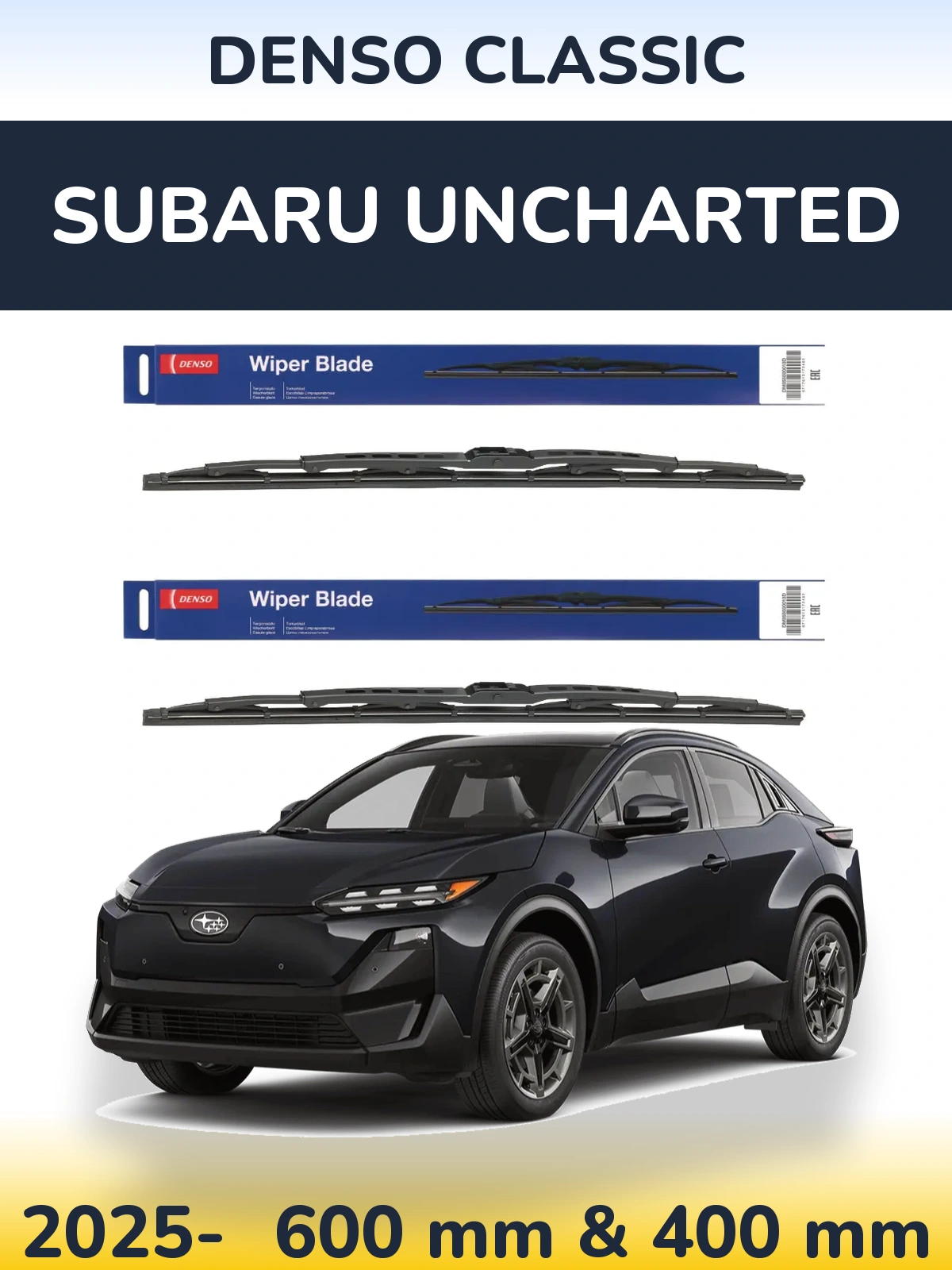 Front wiper blade set Denso Classic 600 & 400 mm for Subaru Uncharted 2025-2026