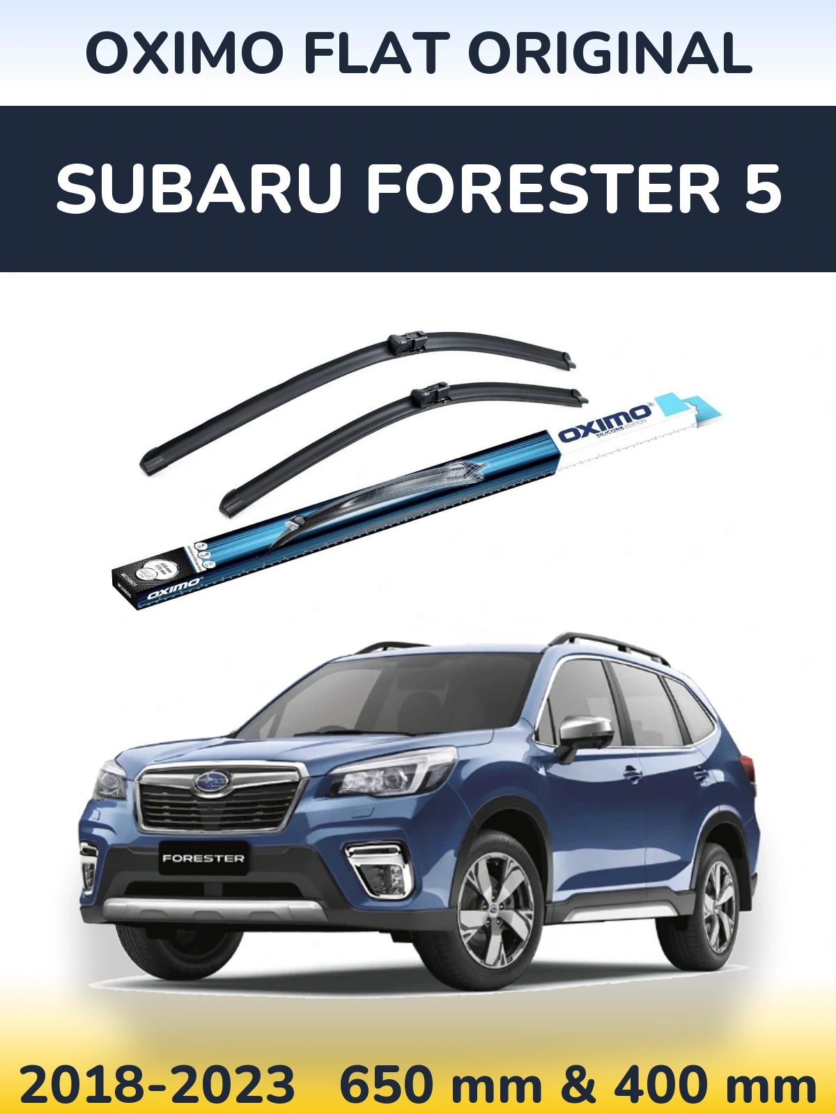 Front wiper blade set Oximo Flat Original 650 & 400 mm for Subaru Forester 5 2018-2023