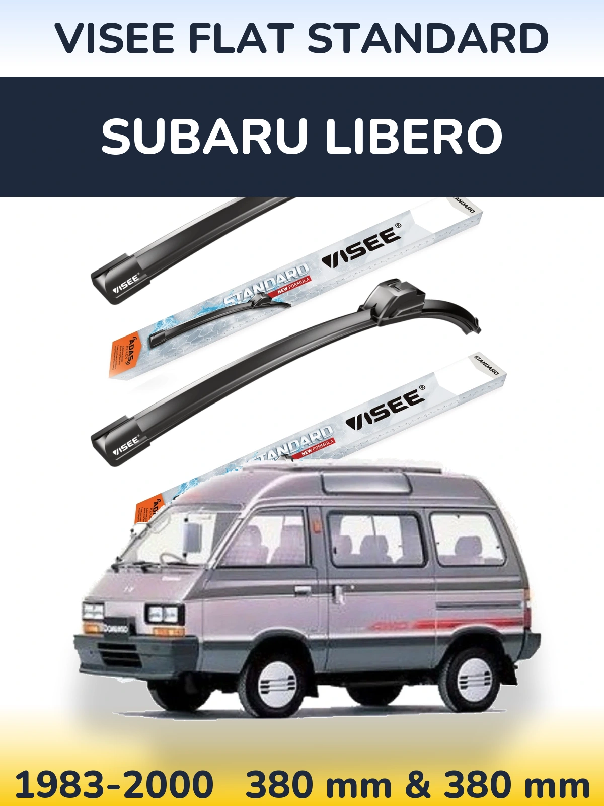 Комплект передніх щіток VISEE FLAT STANDARD 380 & 380 мм для Subaru Libero 1983-2000