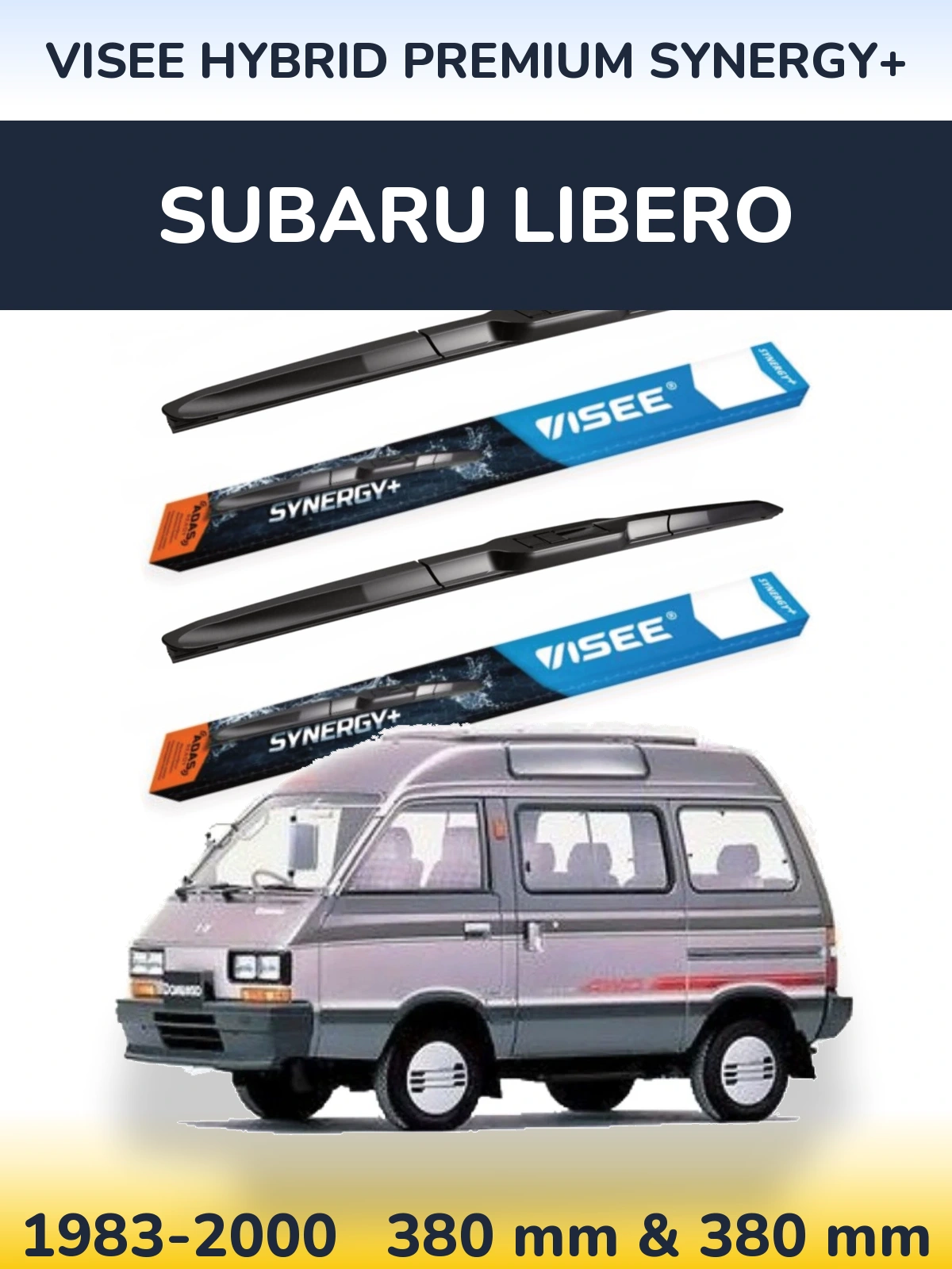 Комплект передних дворников VISEE HYBRID PREMIUM SYNERGY+ 380 & 380 мм для Subaru Libero 1983-2000