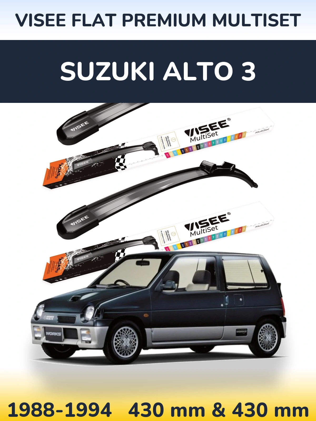 Torkarblad VISEE FLAT PREMIUM MultiSet för Suzuki Alto 3