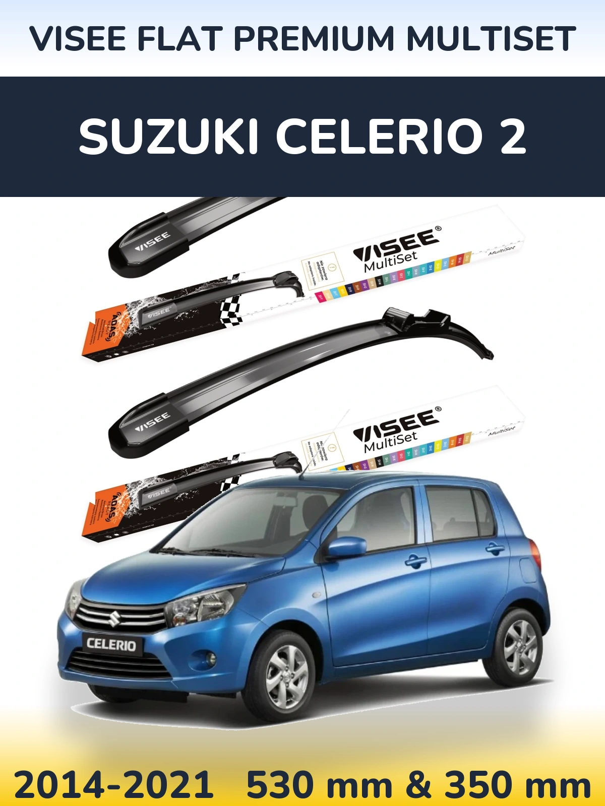 Torkarblad VISEE FLAT PREMIUM MultiSet för Suzuki Celerio 2