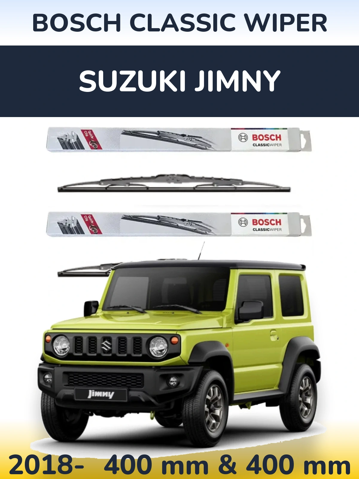 Комплект передних дворников BOSCH Classic Wiper 400 & 400 мм для Suzuki Jimny 2018-2026