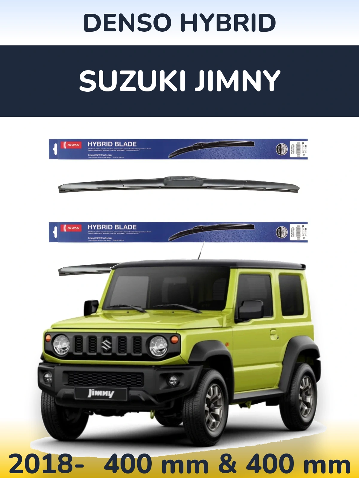Комплект передних дворников Denso Hybrid 400 & 400 мм для Suzuki Jimny 2018-2026