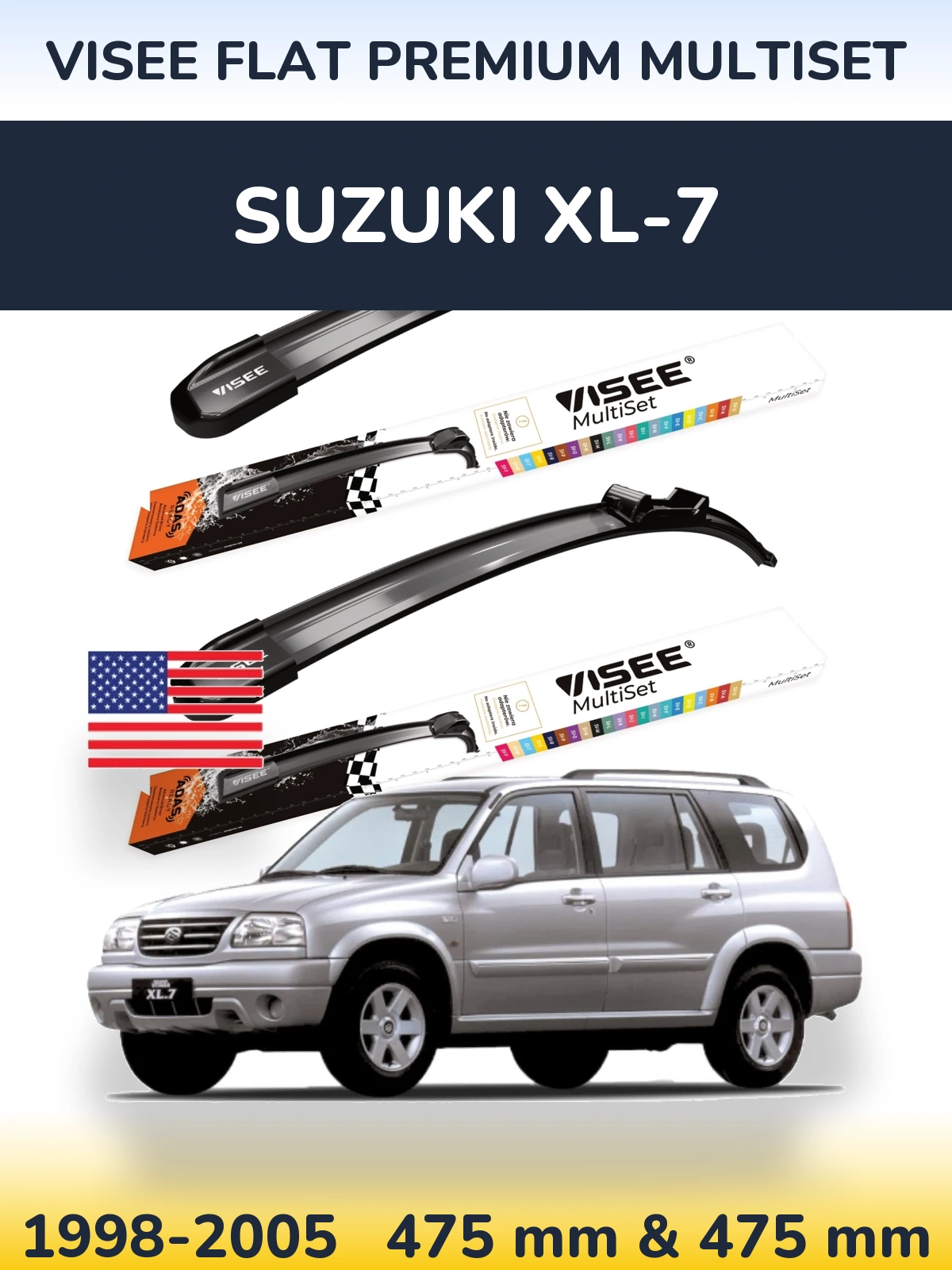 Torkarblad VISEE FLAT PREMIUM MultiSet för Suzuki XL-7