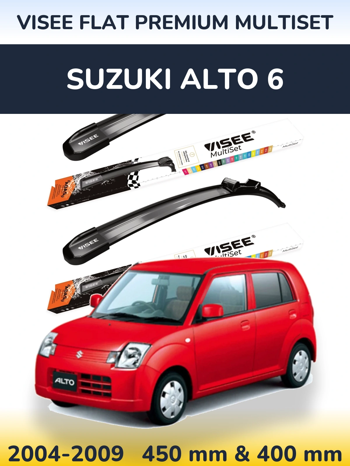 Torkarblad VISEE FLAT PREMIUM MultiSet för Suzuki Alto 6