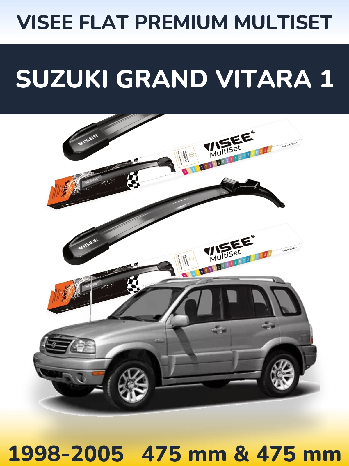 Torkarblad VISEE FLAT PREMIUM MultiSet för Suzuki Grand Vitara 1
