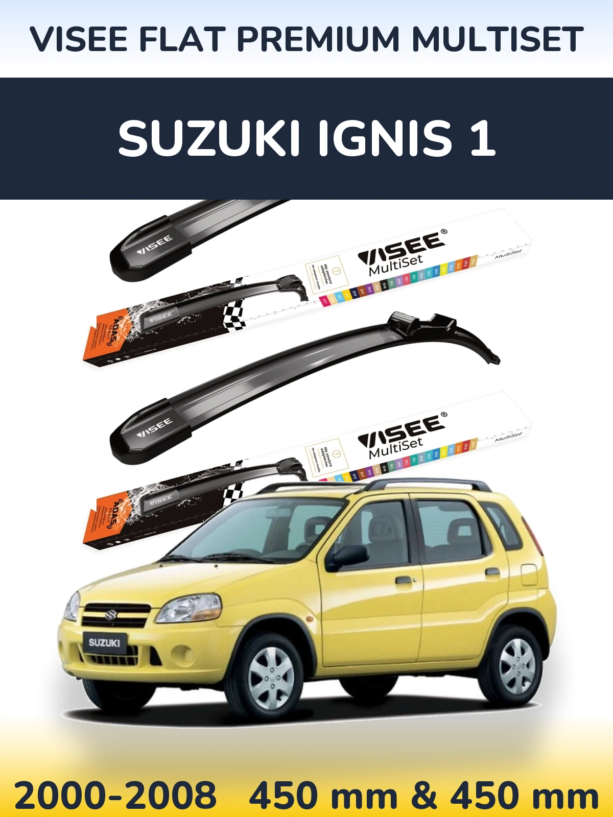 Torkarblad VISEE FLAT PREMIUM MultiSet för Suzuki Ignis 1