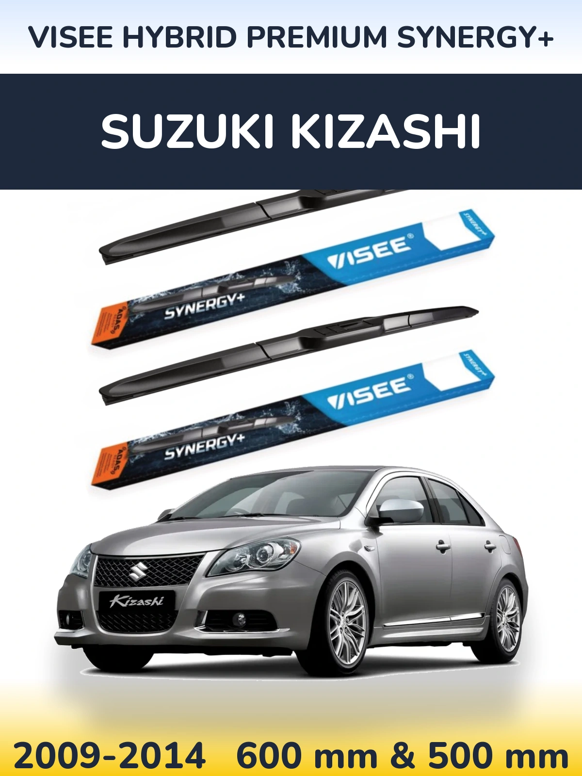 Комплект передніх щіток VISEE HYBRID PREMIUM SYNERGY+ 600 & 500 мм для Suzuki Kizashi 2009-2014