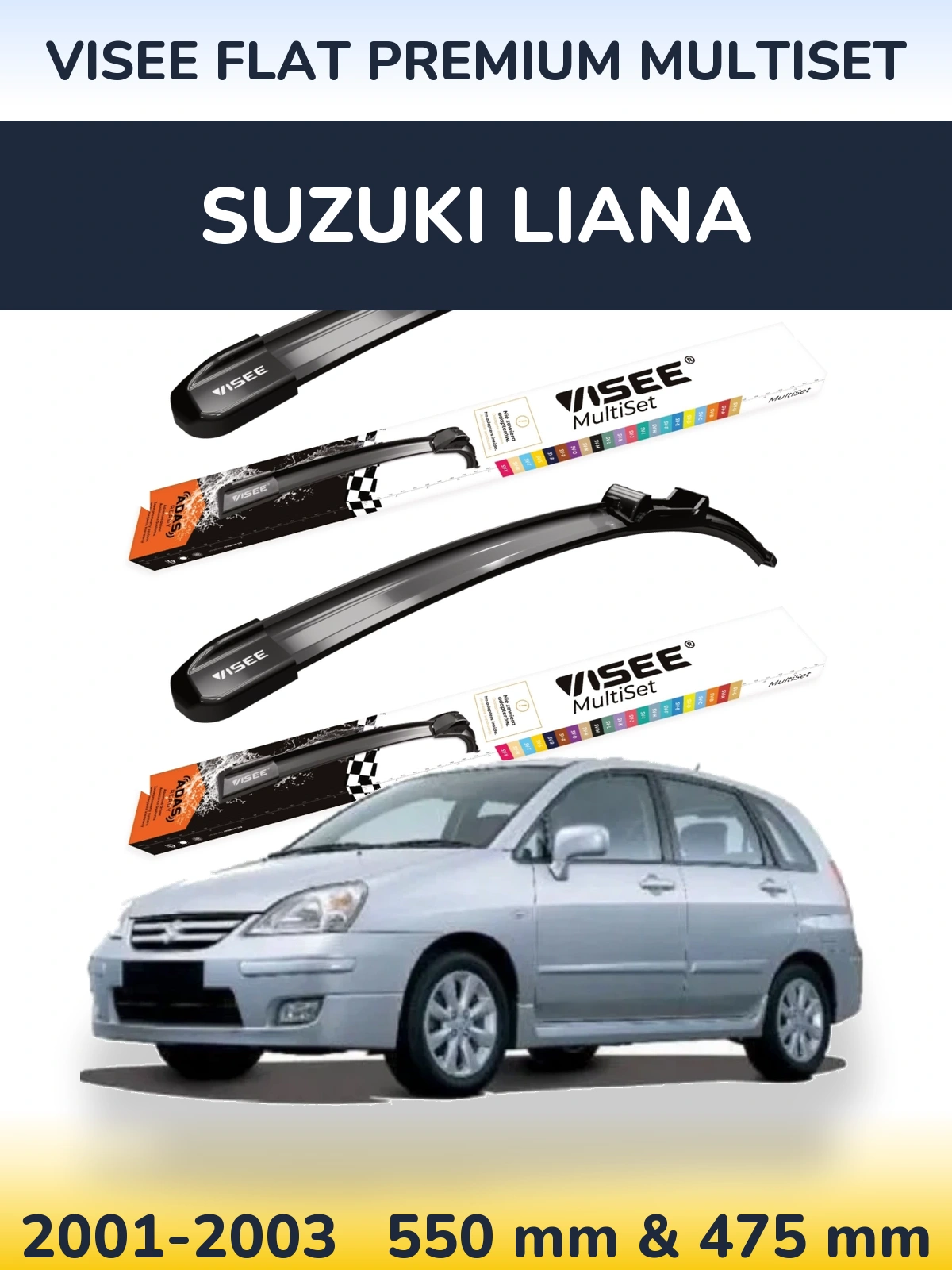 Torkarblad VISEE FLAT PREMIUM MultiSet för Suzuki Liana