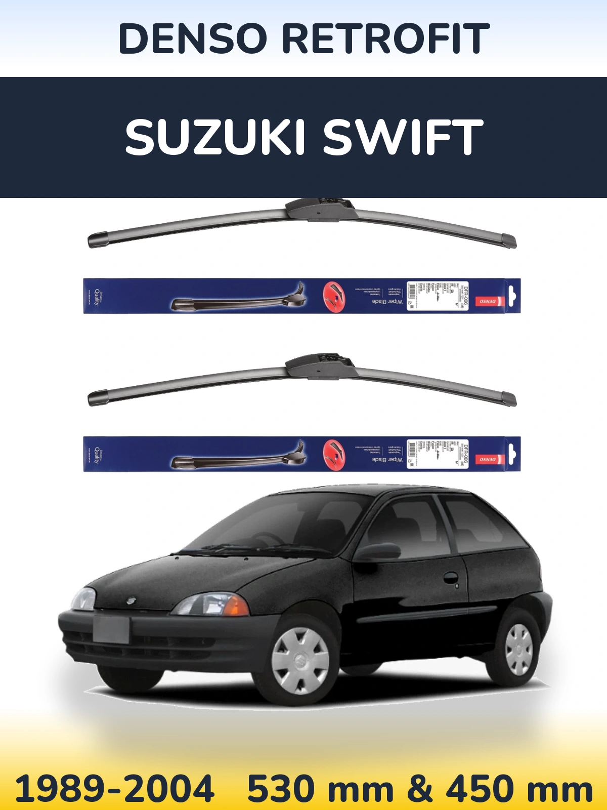 Комплект передніх щіток Denso Retrofit 530 & 450 мм для Suzuki Swift 1989-2004