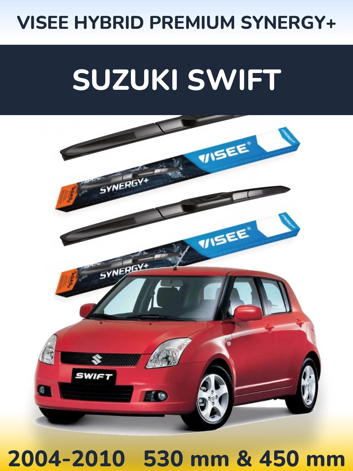Комплект передних дворников VISEE HYBRID PREMIUM SYNERGY+ 530 & 450 мм для Suzuki Swift 2004-2010