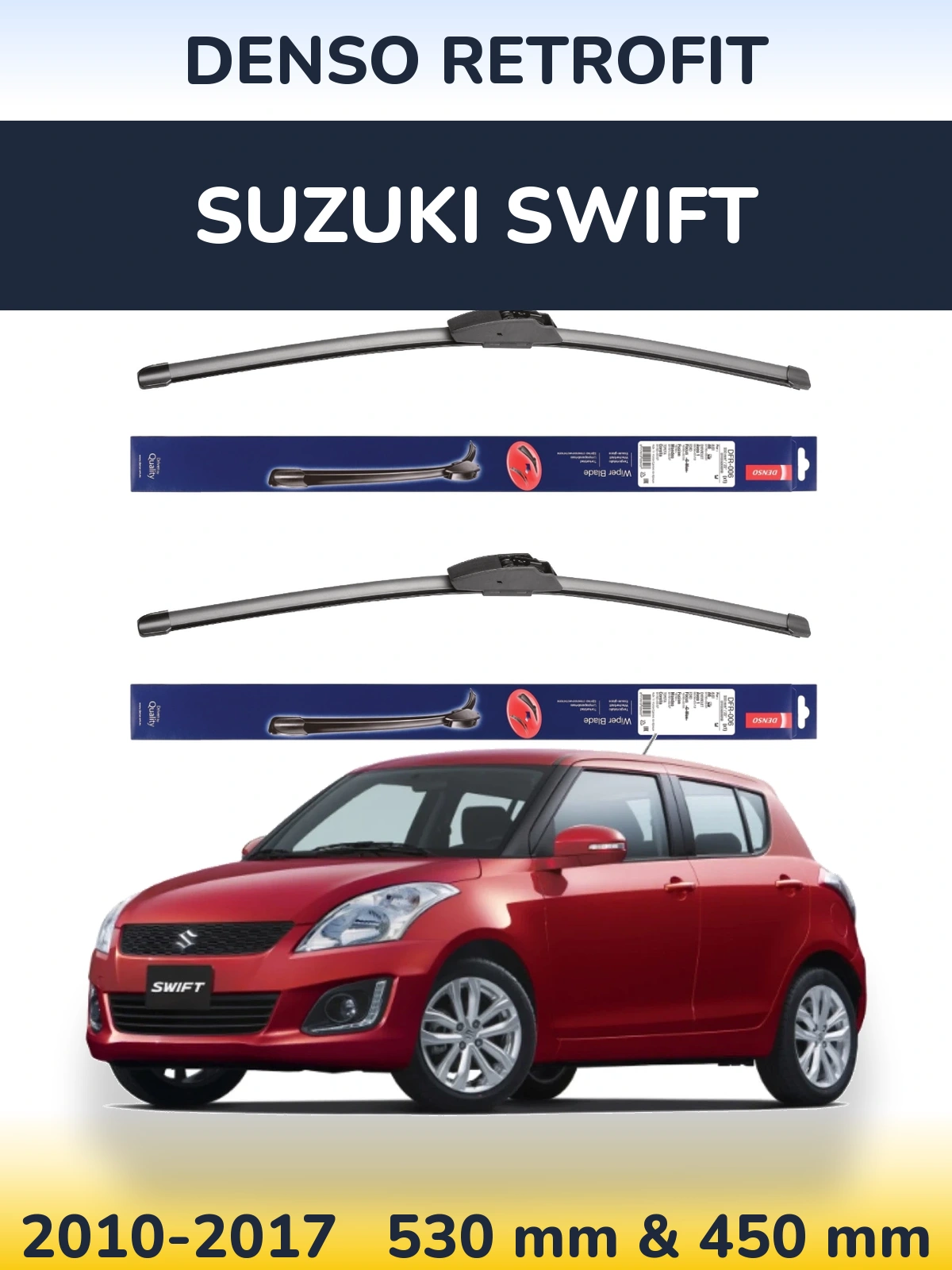 Комплект передніх щіток Denso Retrofit 530 & 450 мм для Suzuki Swift 2010-2017