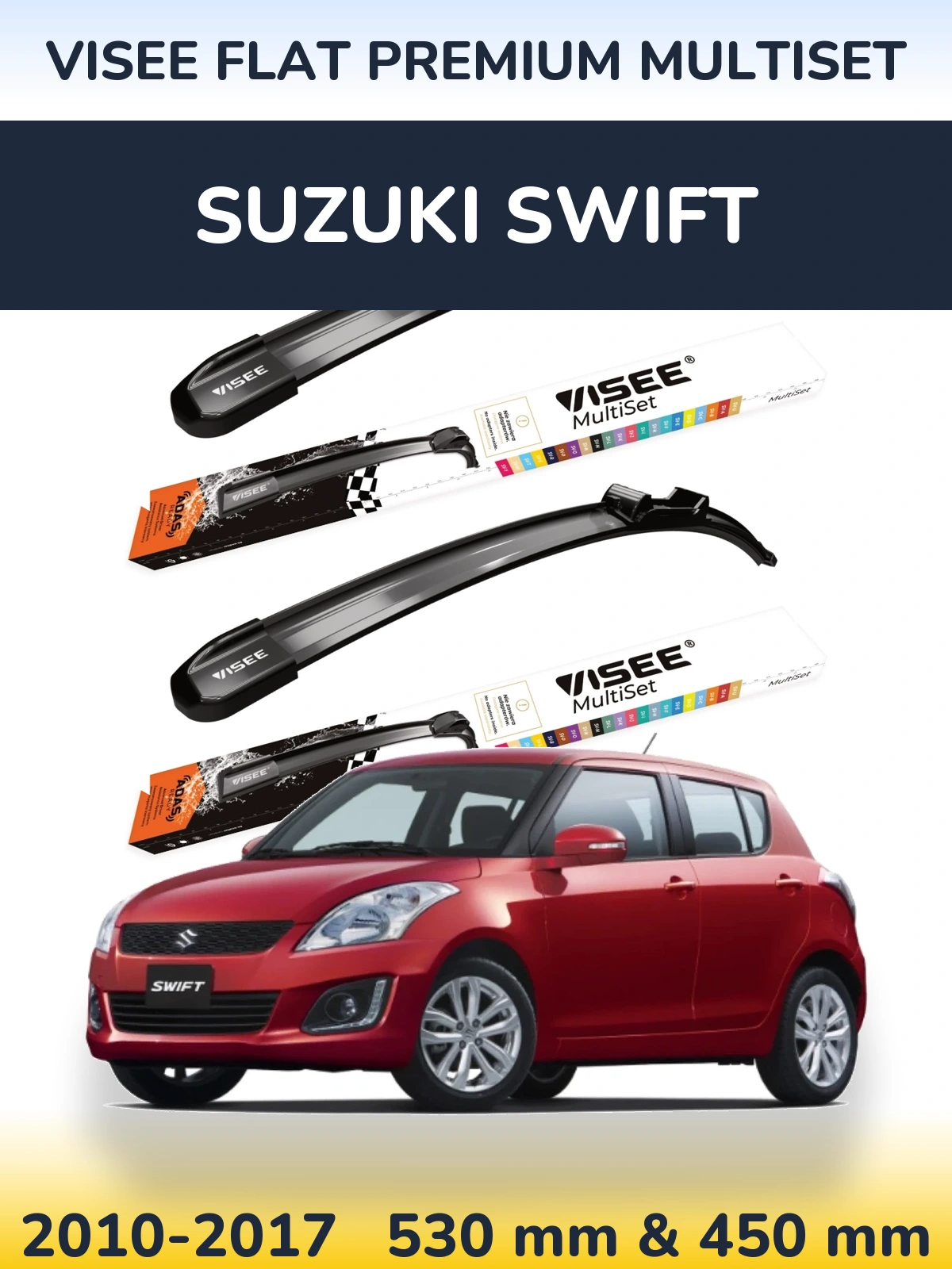 Torkarblad VISEE FLAT PREMIUM MultiSet för Suzuki Swift