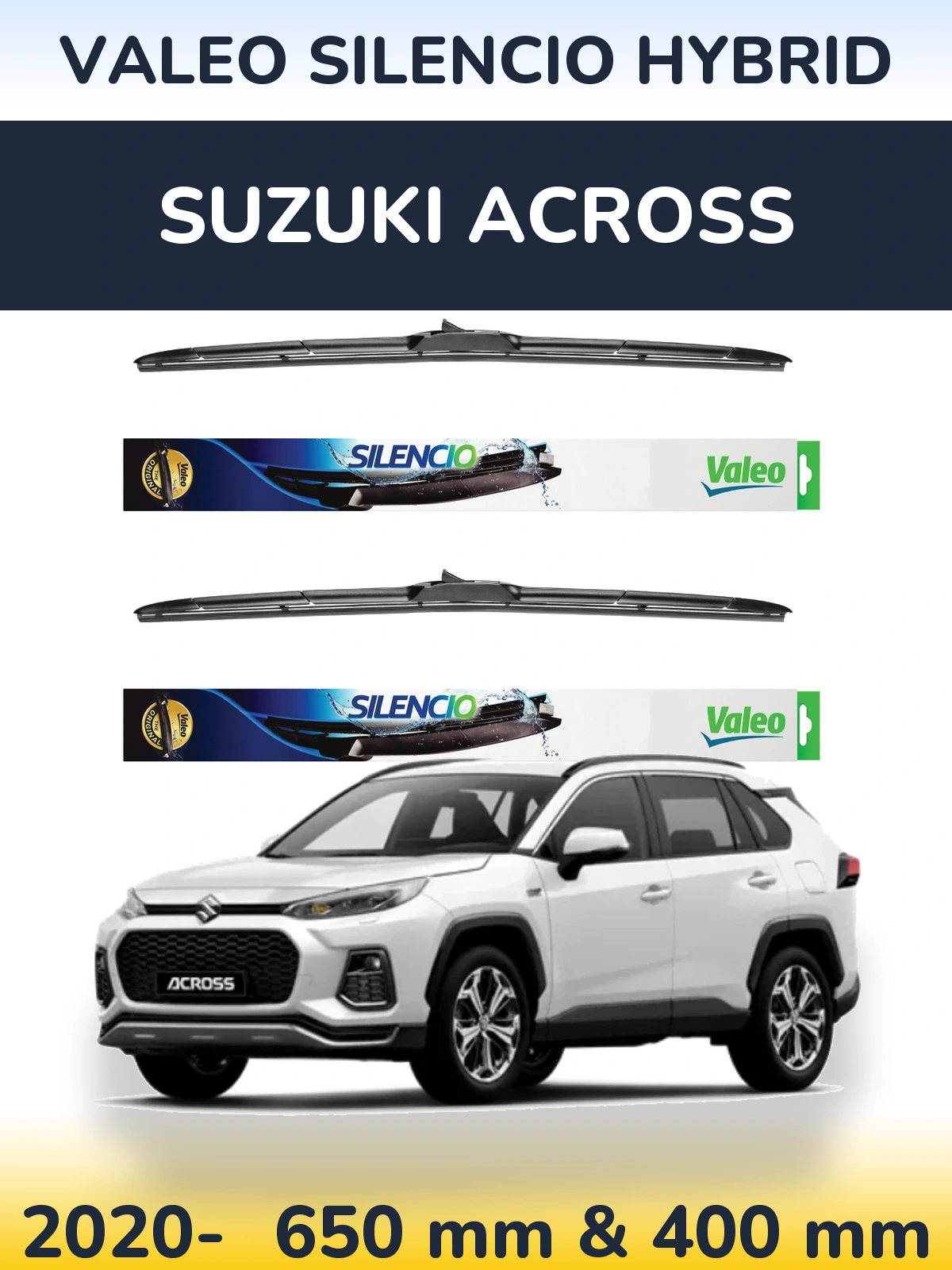 Комплект передних дворников Valeo Silencio Hybrid 650 & 400 мм для Suzuki Across 2020-2026