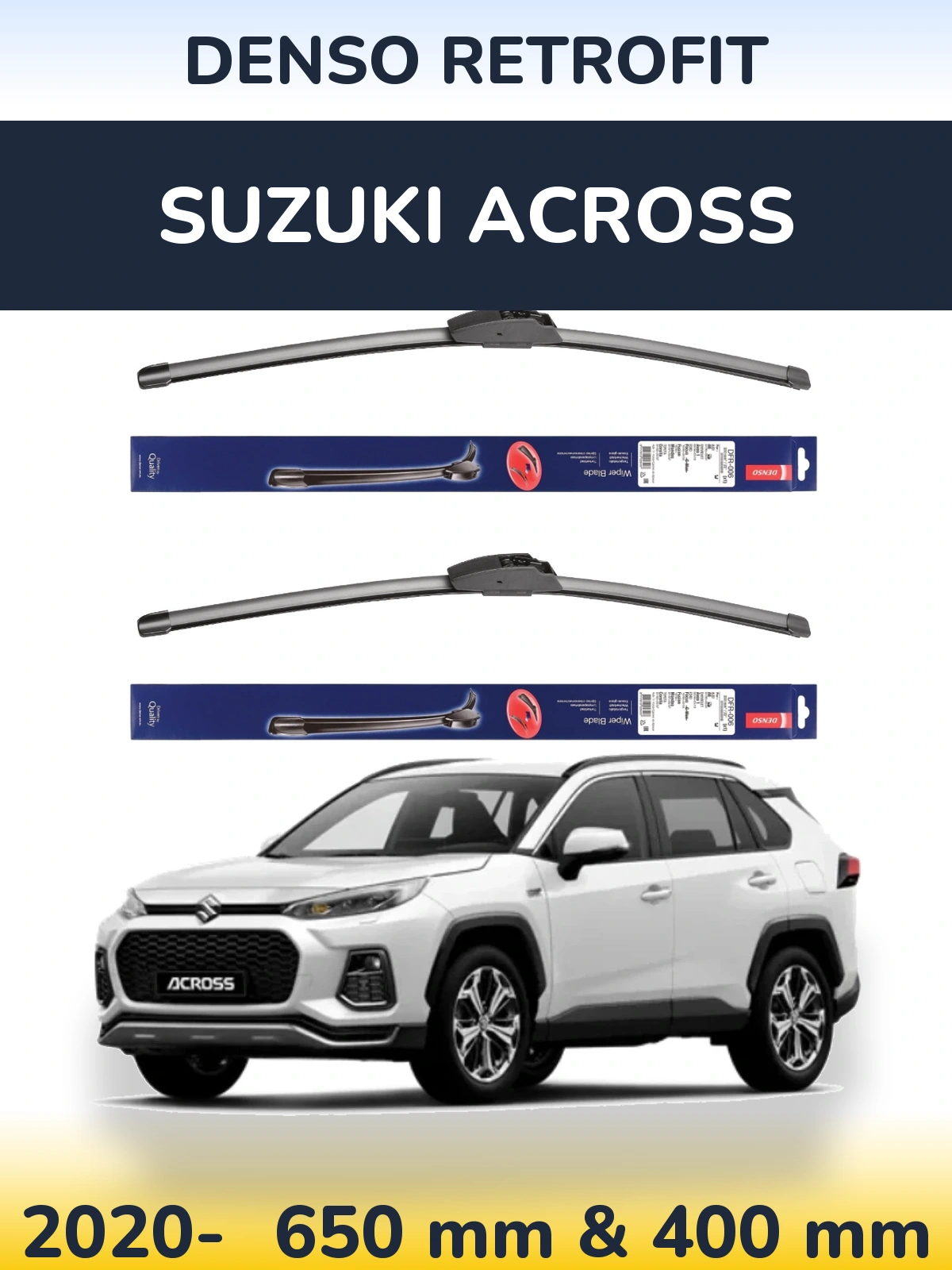 Комплект передних дворников Denso Retrofit 650 & 400 мм для Suzuki Across 2020-2026