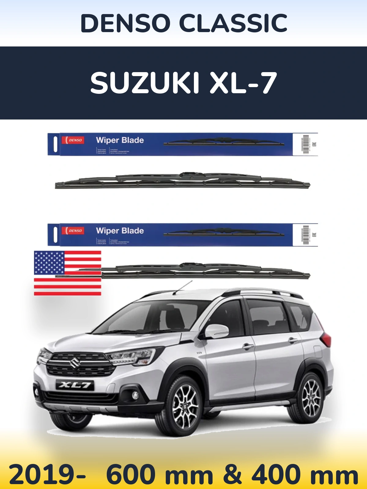 Комплект передніх щіток Denso Classic 600 & 400 мм для Suzuki XL-7 2019-2026