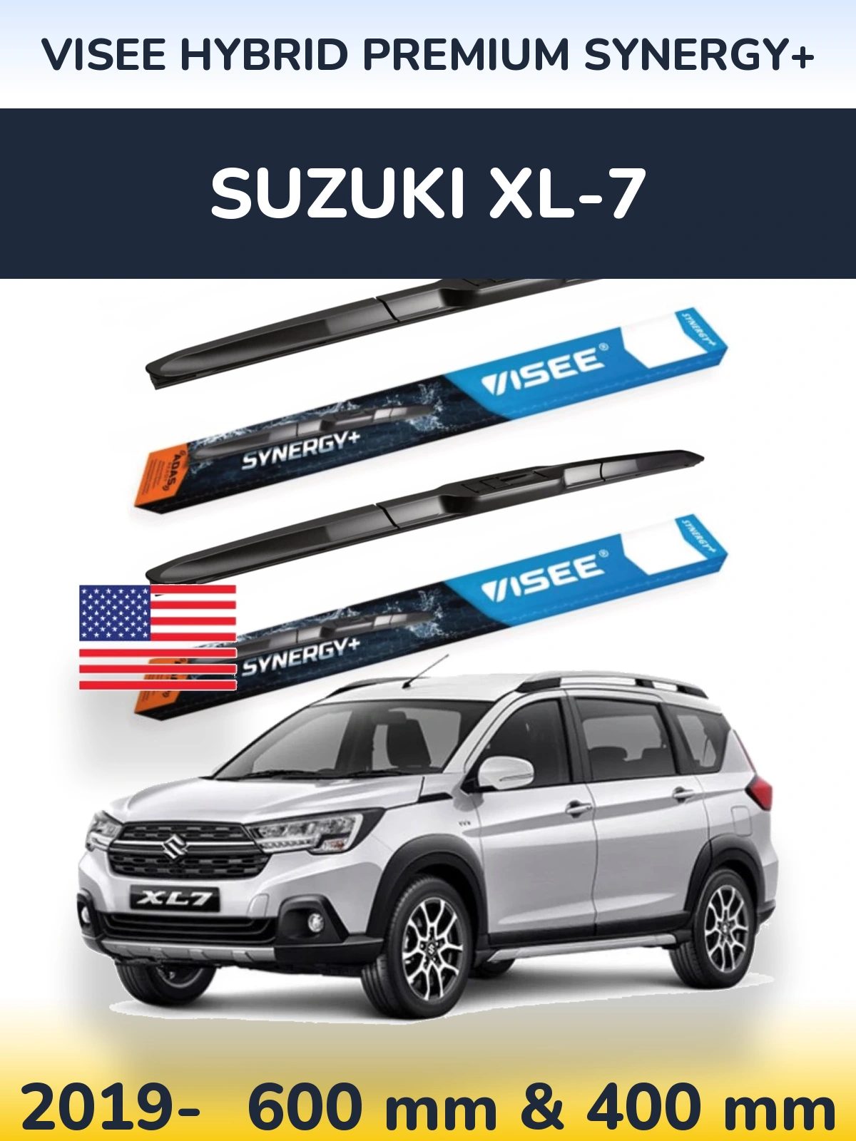 Комплект передних дворников VISEE HYBRID PREMIUM SYNERGY+ 600 & 400 мм для Suzuki XL-7 2019-2026