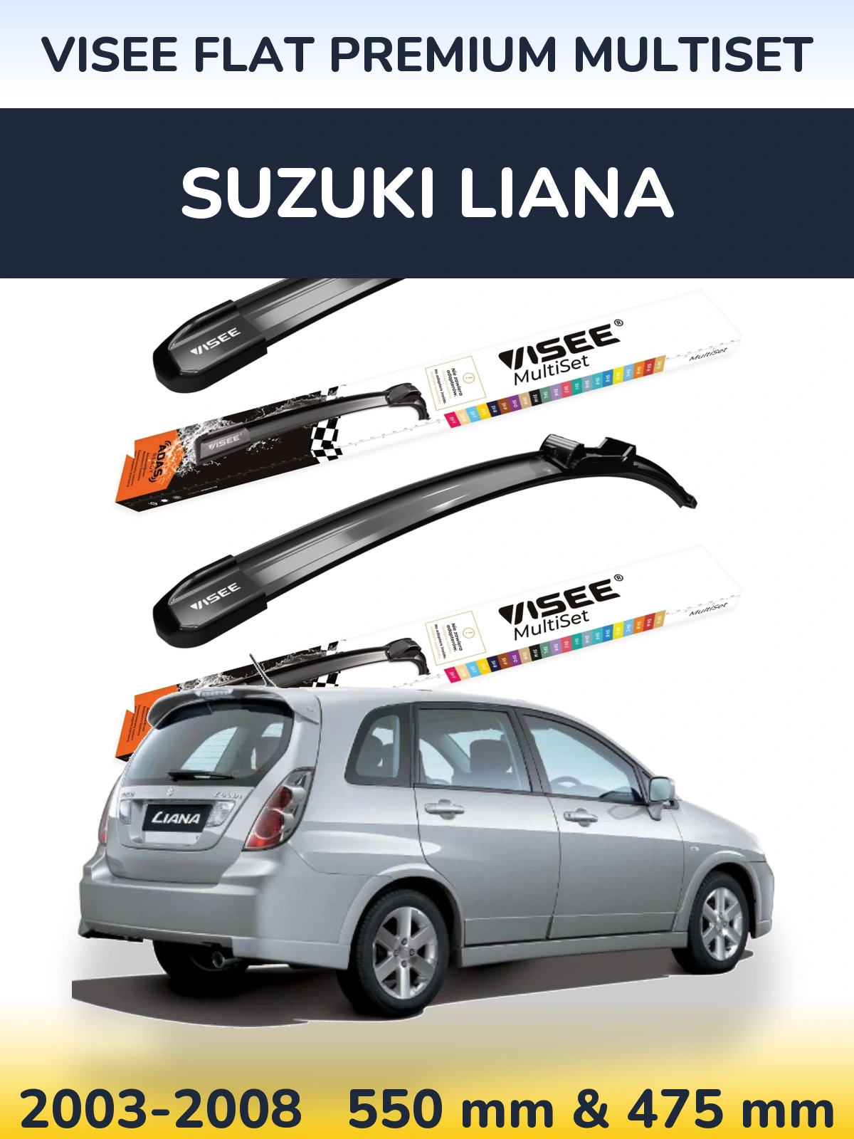 Torkarblad VISEE FLAT PREMIUM MultiSet för Suzuki Liana