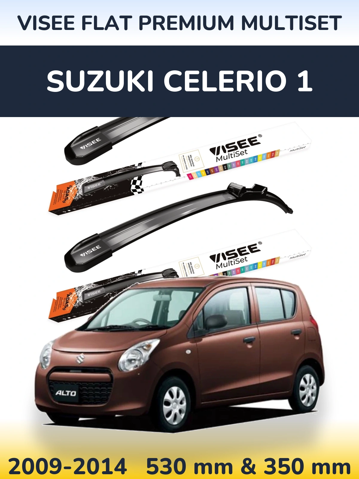 Torkarblad VISEE FLAT PREMIUM MultiSet för Suzuki Celerio 1