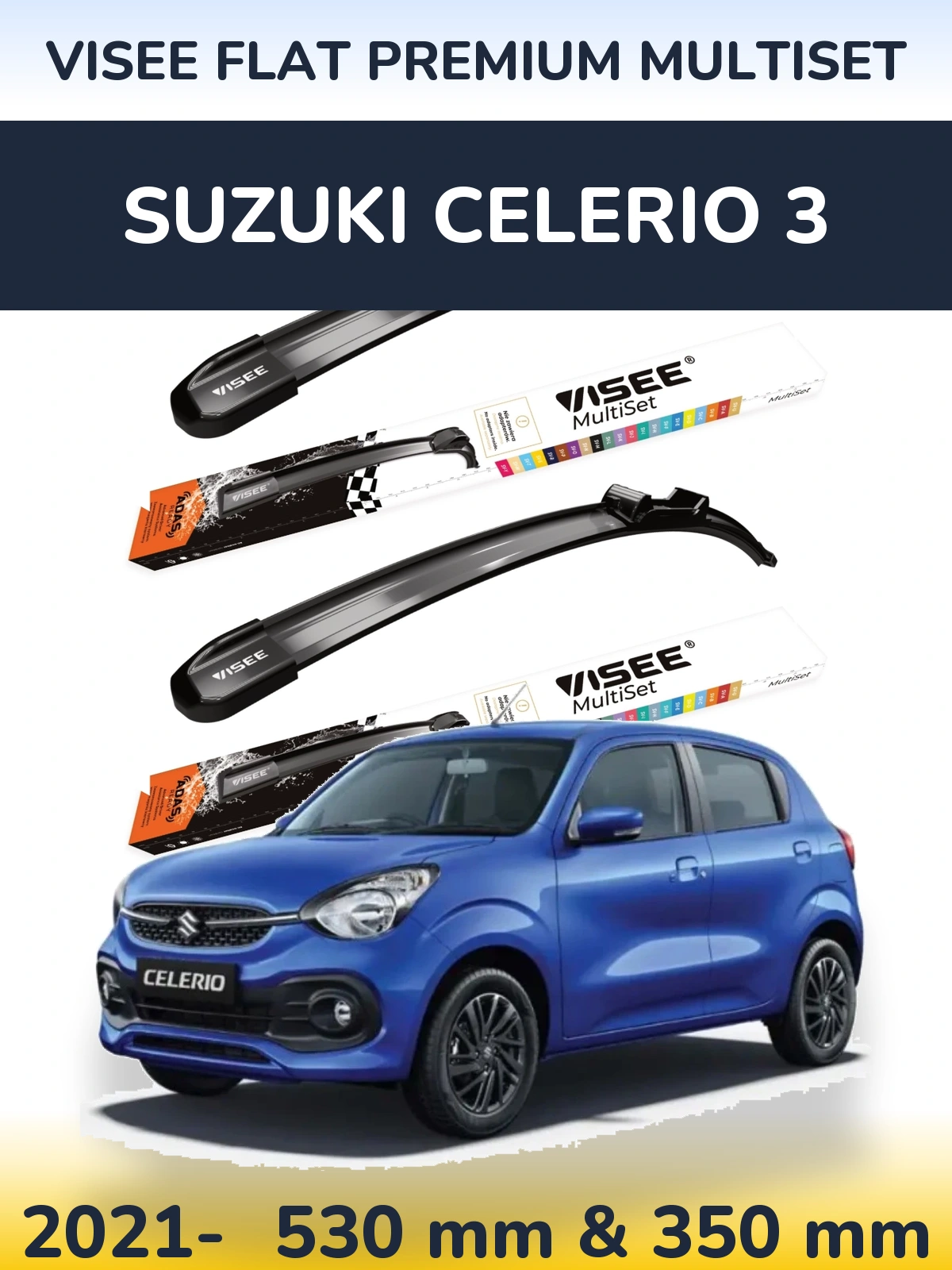 Torkarblad VISEE FLAT PREMIUM MultiSet för Suzuki Celerio 3
