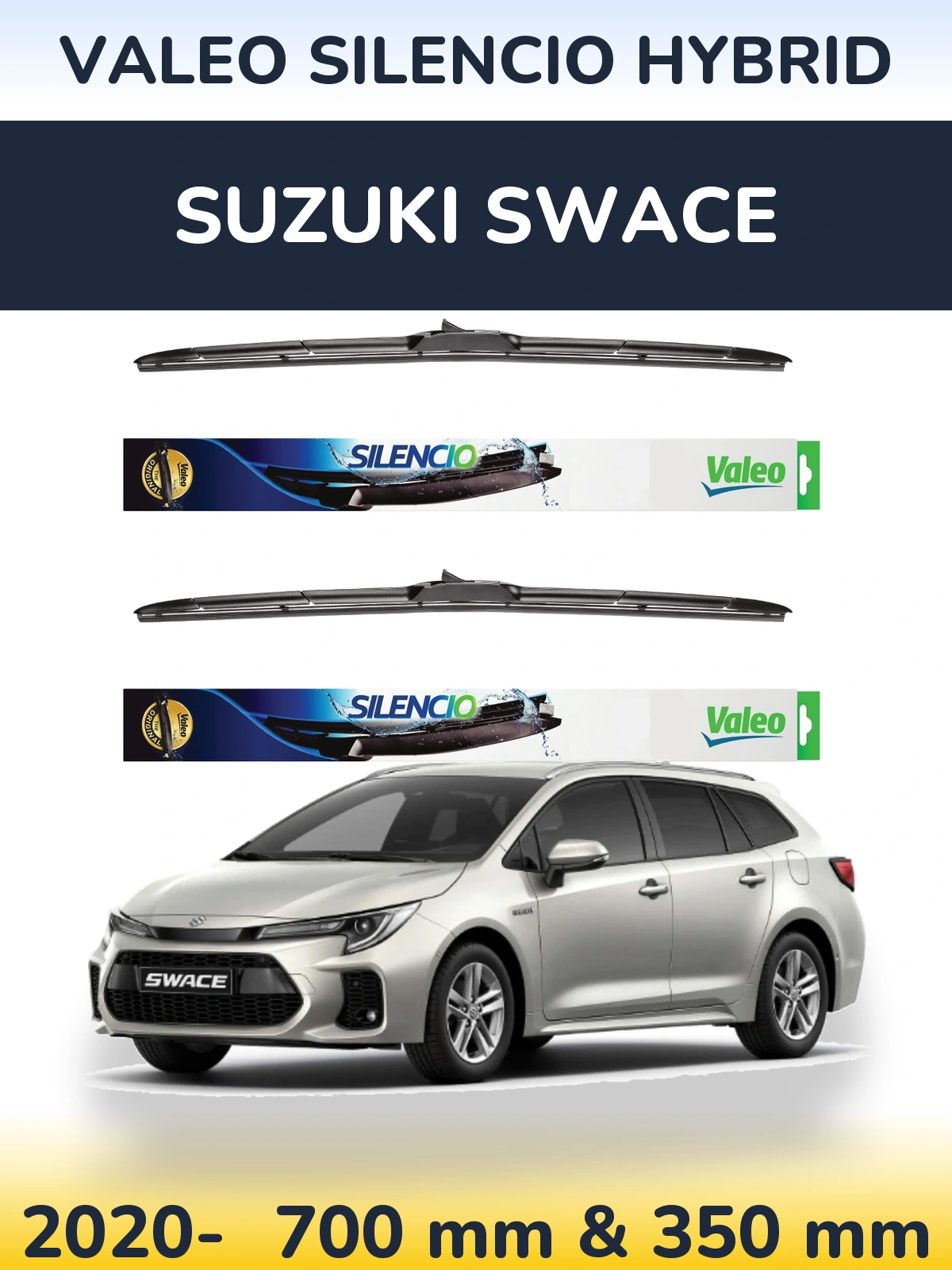Комплект передних дворников Valeo Silencio Hybrid 700 & 350 мм для Suzuki Swace 2020-2026
