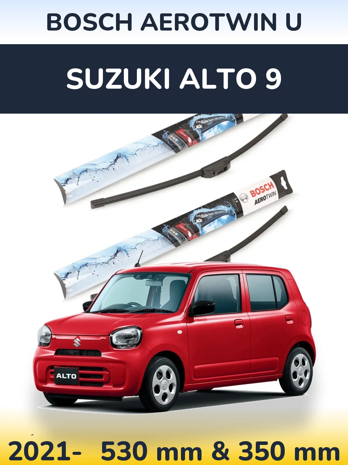 Комплект передних дворников BOSCH AeroTwin U 530 & 350 мм для Suzuki Alto 9 2021-2026