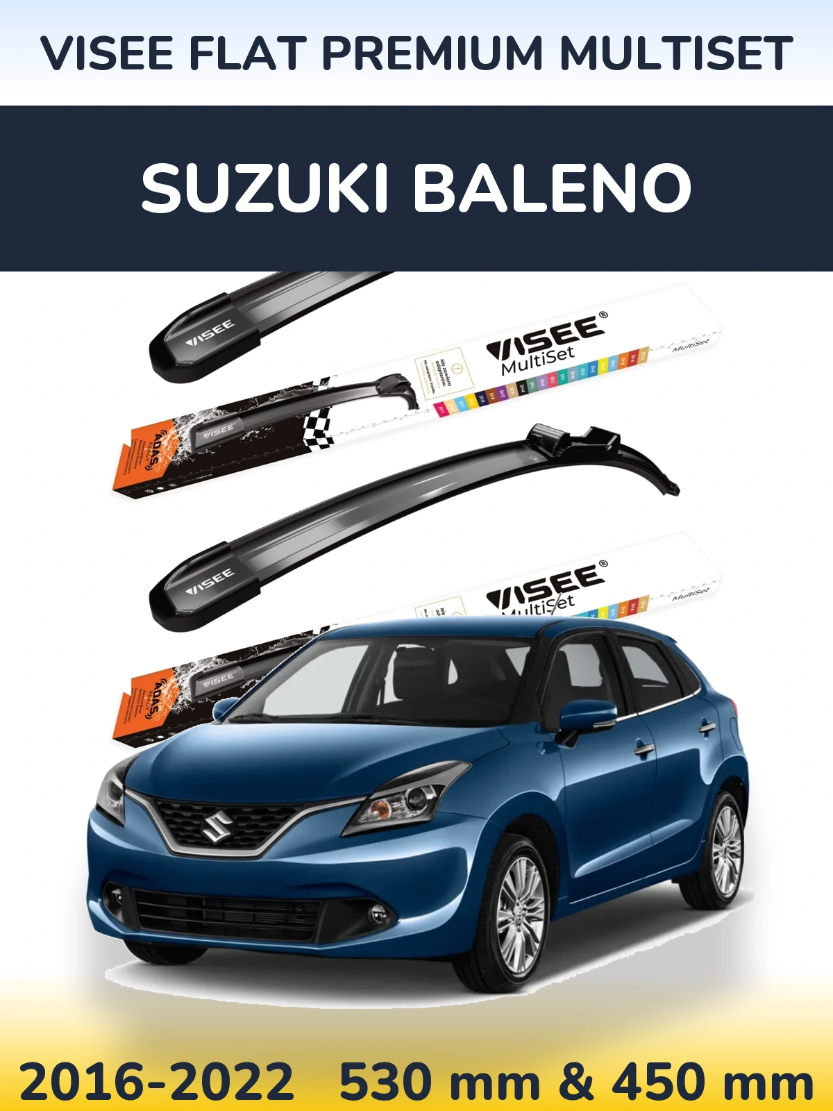 Torkarblad VISEE FLAT PREMIUM MultiSet för Suzuki Baleno