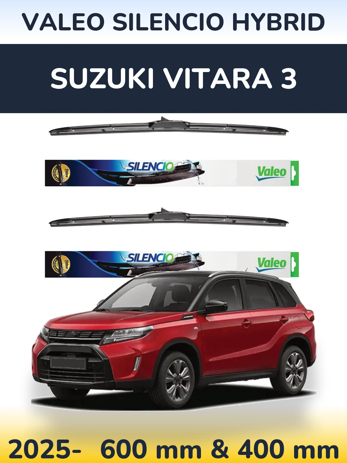 Комплект передних дворников Valeo Silencio Hybrid 600 & 400 мм для Suzuki Vitara 3 2025-2026