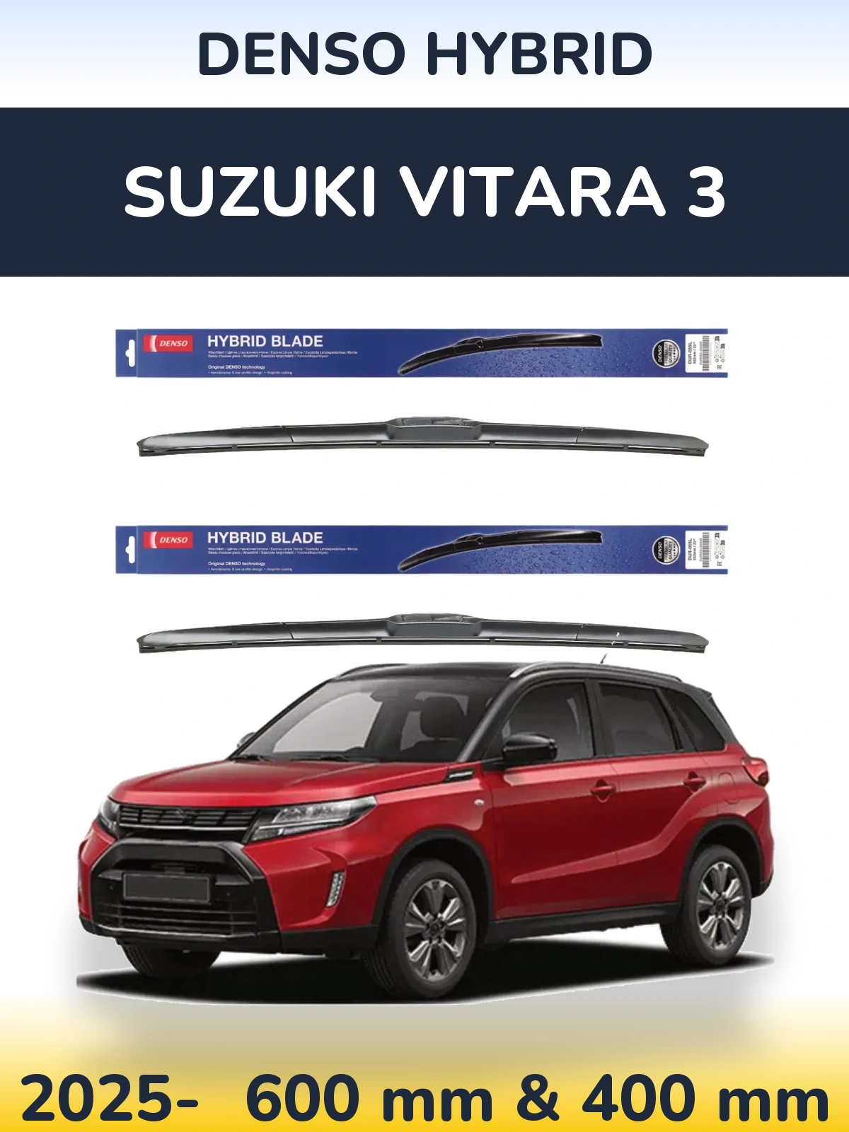Комплект передних дворников Denso Hybrid 600 & 400 мм для Suzuki Vitara 3 2025-2026