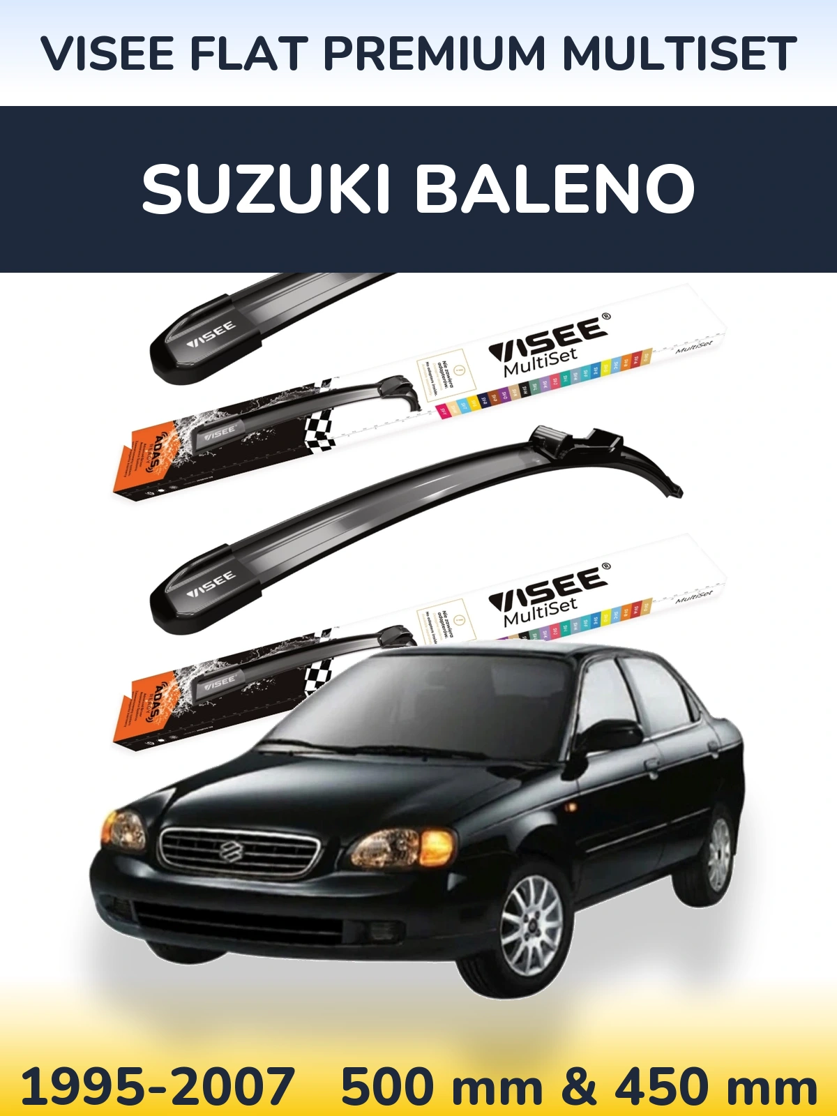 Torkarblad VISEE FLAT PREMIUM MultiSet för Suzuki Baleno
